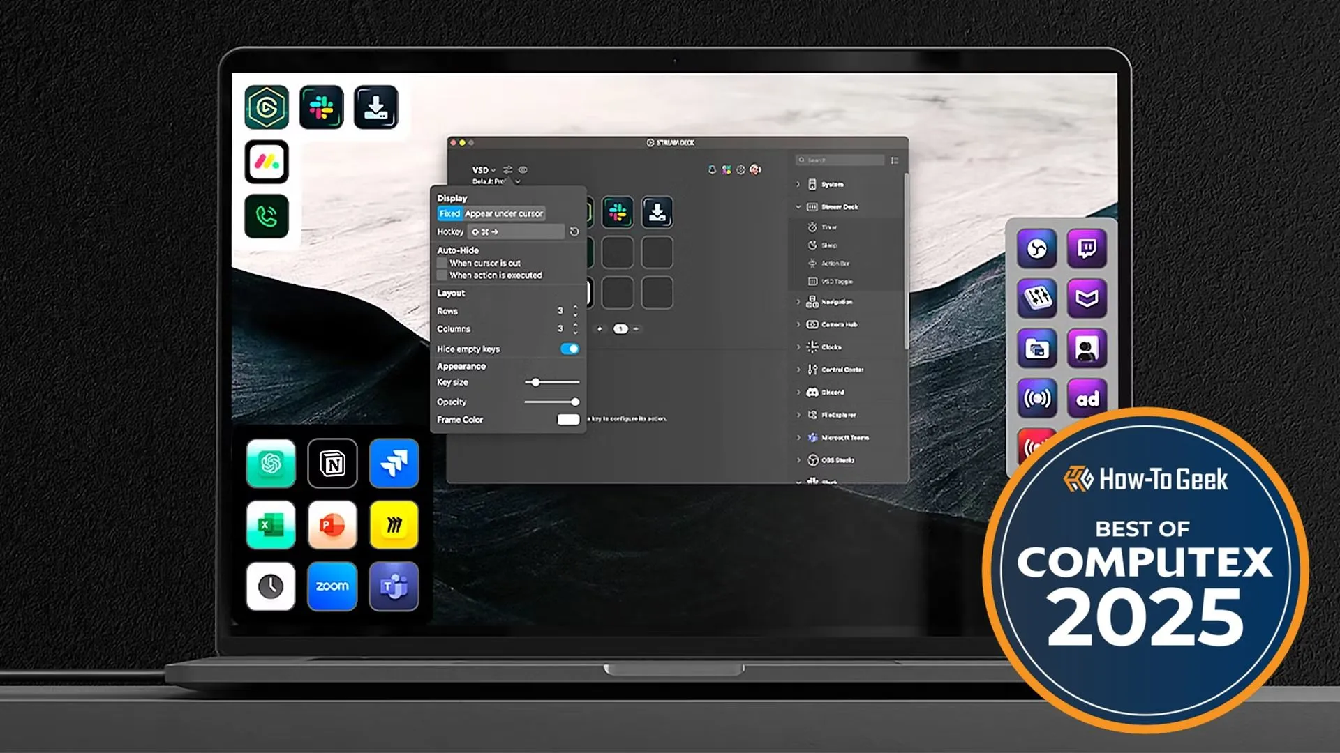 Giao diện Elgato Virtual Stream Deck hiển thị các phím tắt tùy chỉnh, tối ưu hóa quy trình làm việc và phát trực tuyến.