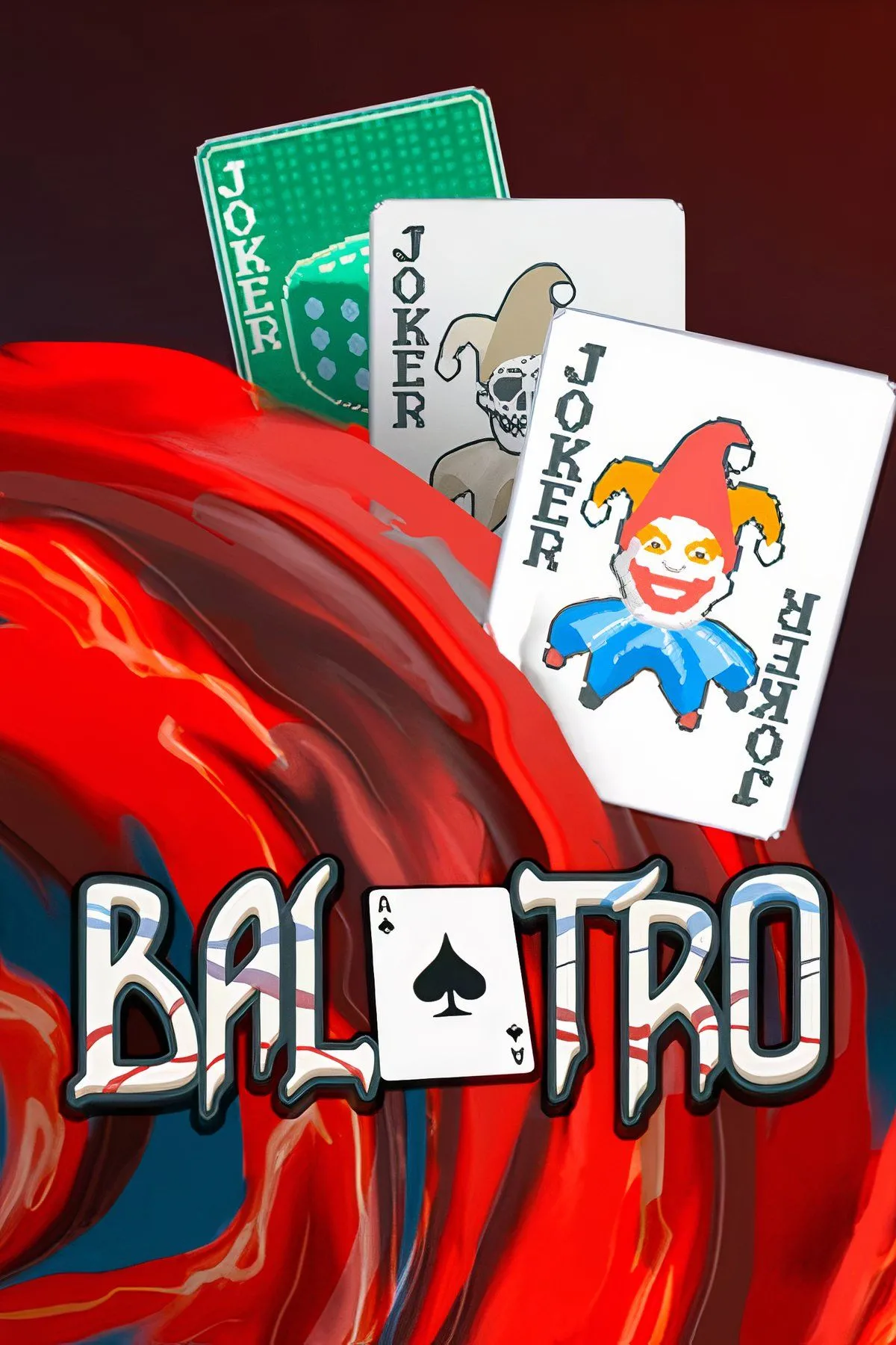 Giao diện game bài Balatro với các lá bài poker và hiệu ứng đặc biệt