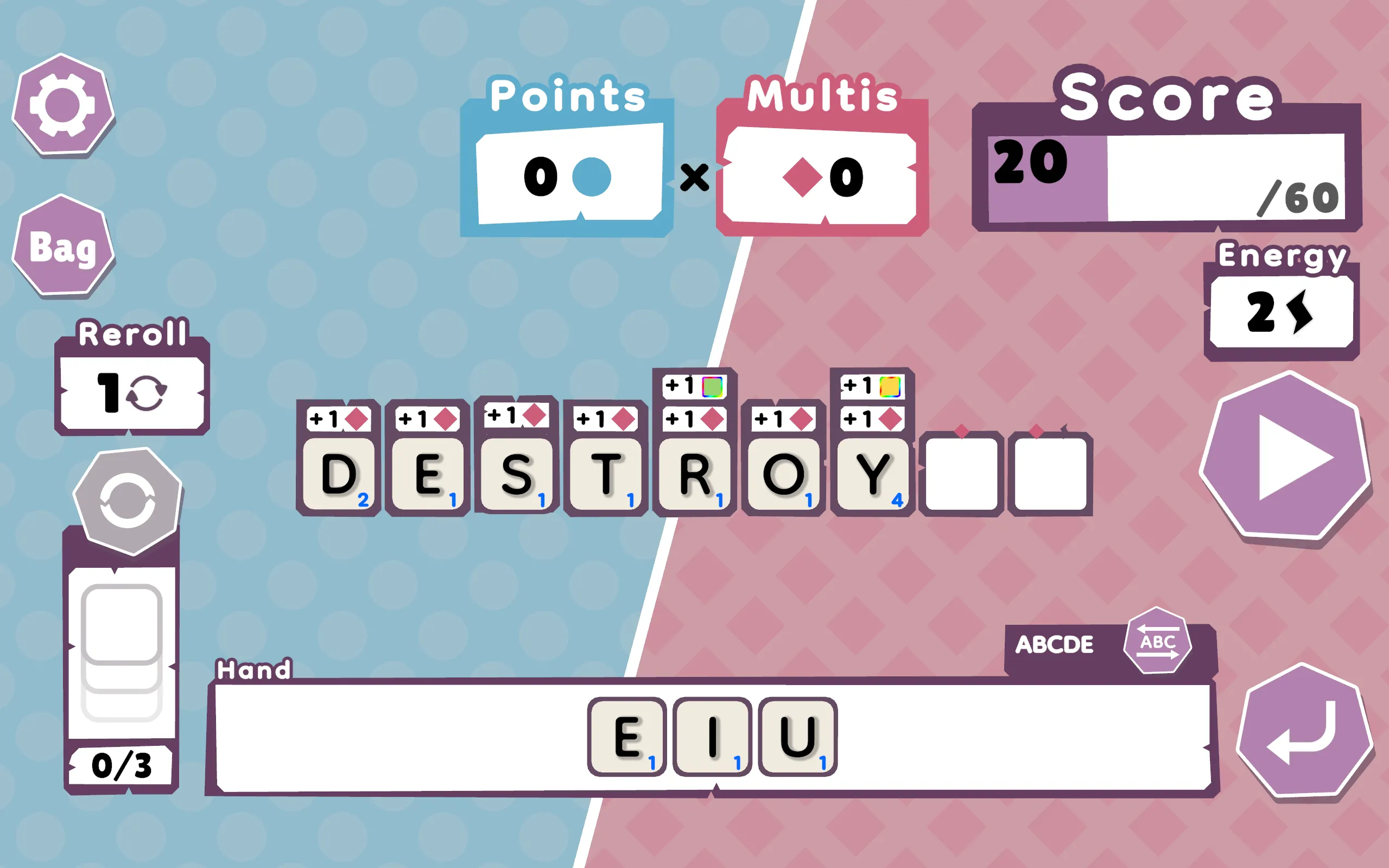 Giao diện game Wordatro! trên PC, lấy cảm hứng từ Scrabble