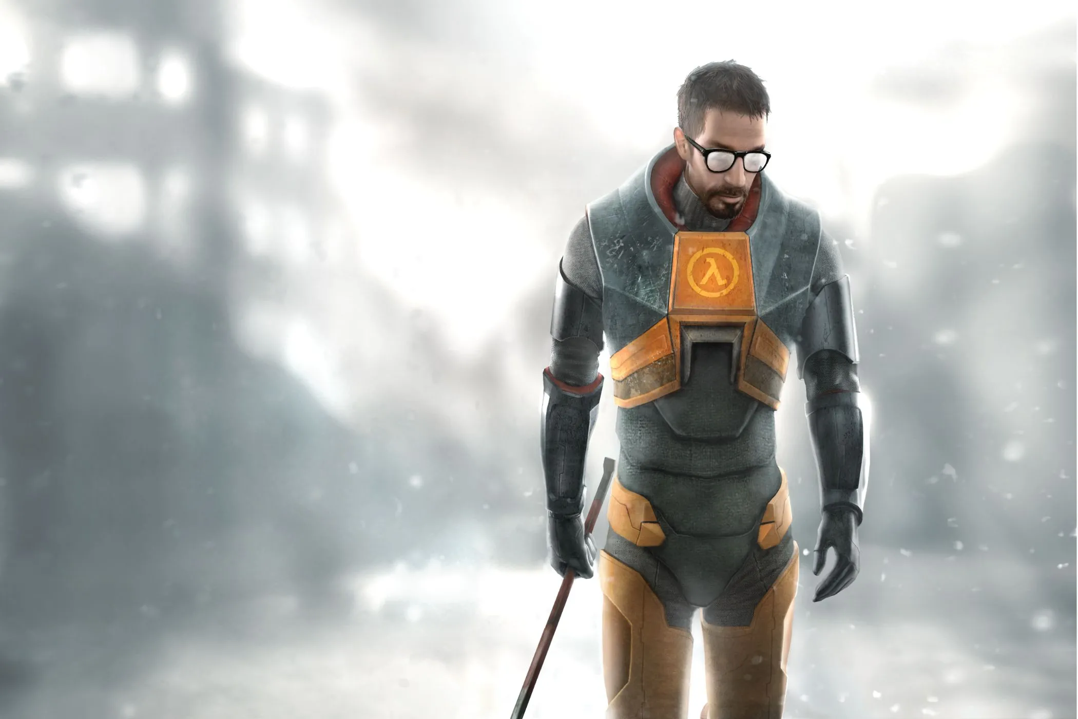 Gordon Freeman cầm xà beng quen thuộc trong hình ảnh quảng bá Half-Life 2, một kiệt tác của Valve khi hoạt động độc lập.