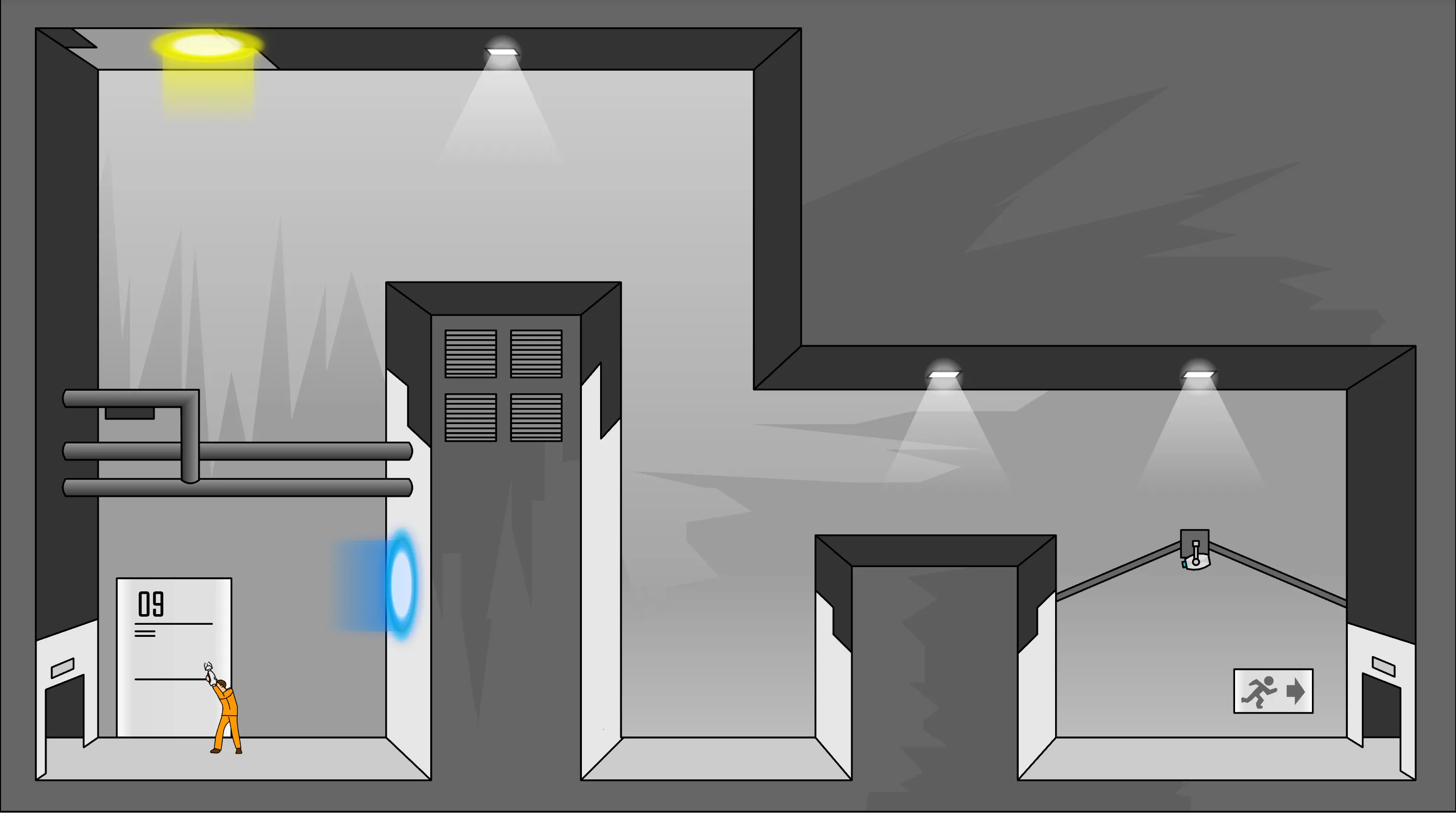 Hình ảnh gameplay Portal: The Flash Version với nhân vật và cổng không gian