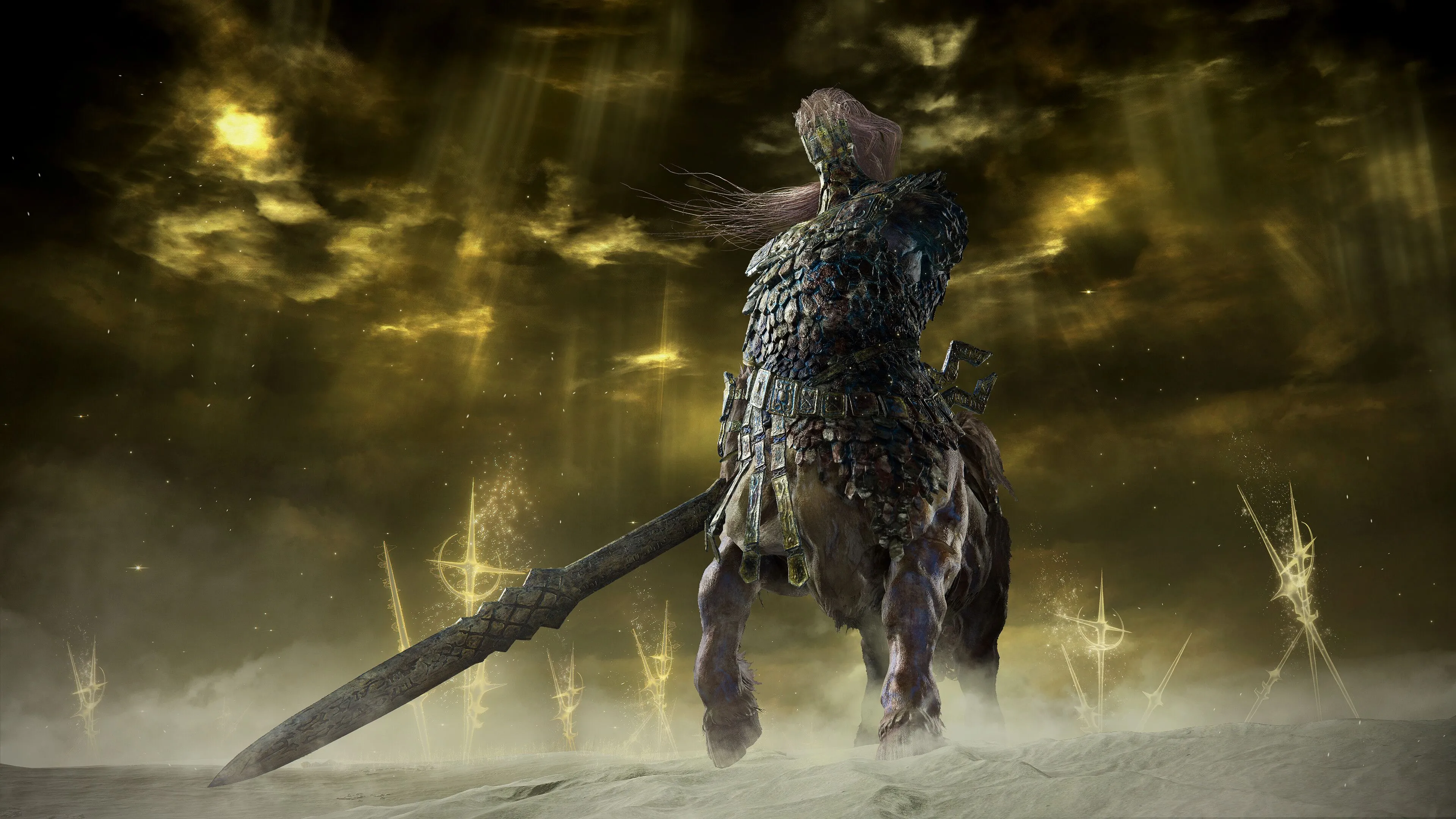 Kẻ thù boss khổng lồ Night Lord trong một trận chiến hoành tráng của Elden Ring