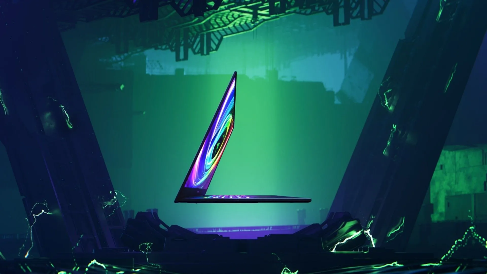 Laptop gaming Razer Blade 14 (2025) siêu mỏng nhìn từ cạnh bên, thiết kế tinh tế.