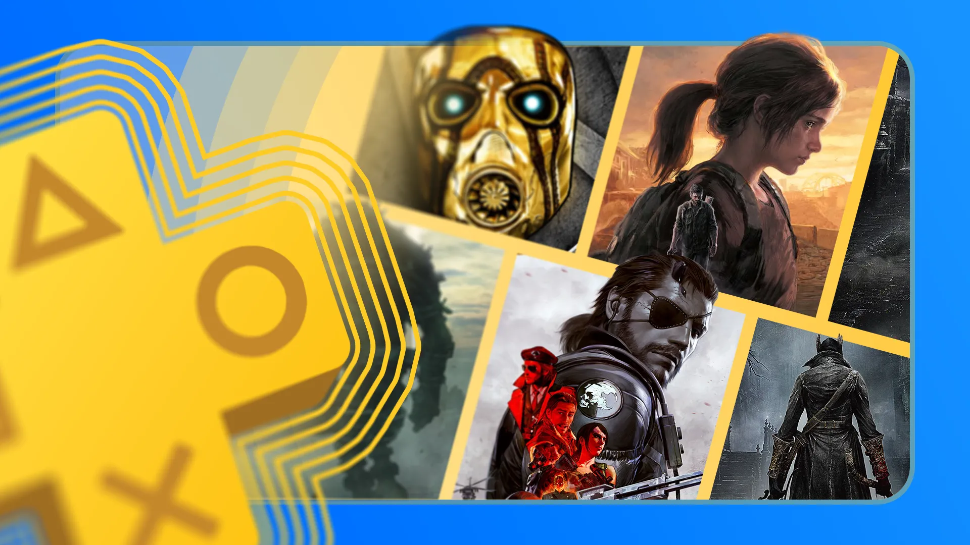 Logo PlayStation Plus cùng các tựa game, minh họa dịch vụ lưu game đám mây và đồng bộ hóa tiến trình chơi hiện đại.