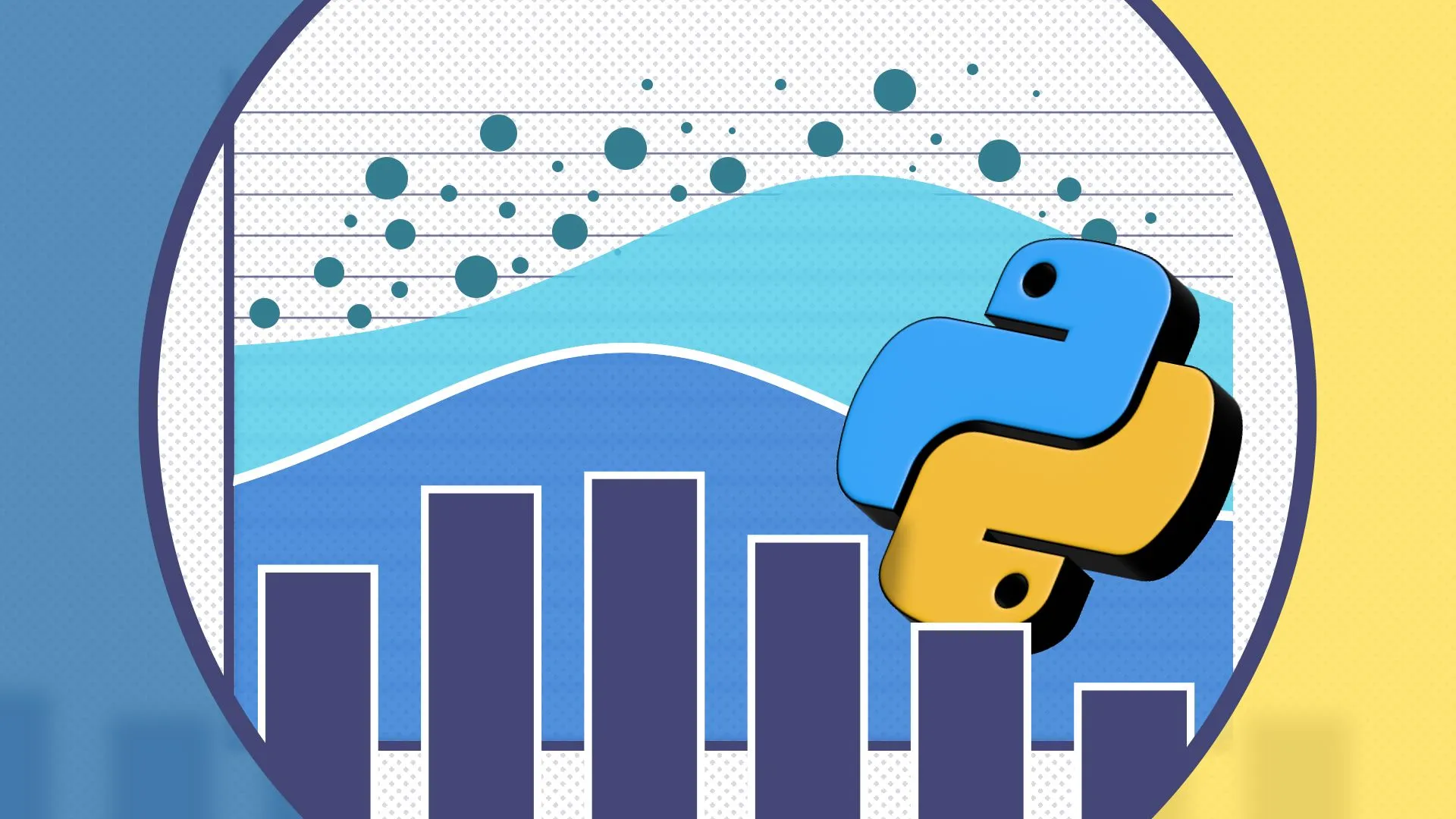 Logo thư viện Seaborn của Python kèm biểu đồ trực quan hóa dữ liệu thống kê