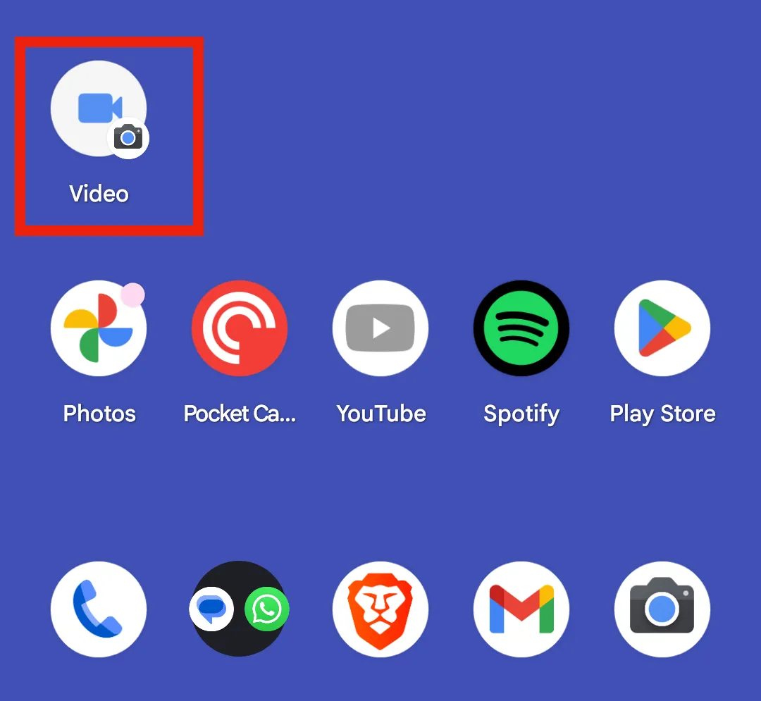 Lối tắt quay video được đặt trên màn hình chính của điện thoại Pixel.