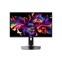 Màn hình MSI MAG 271QPX QD-OLED E2 với nền trong suốt.