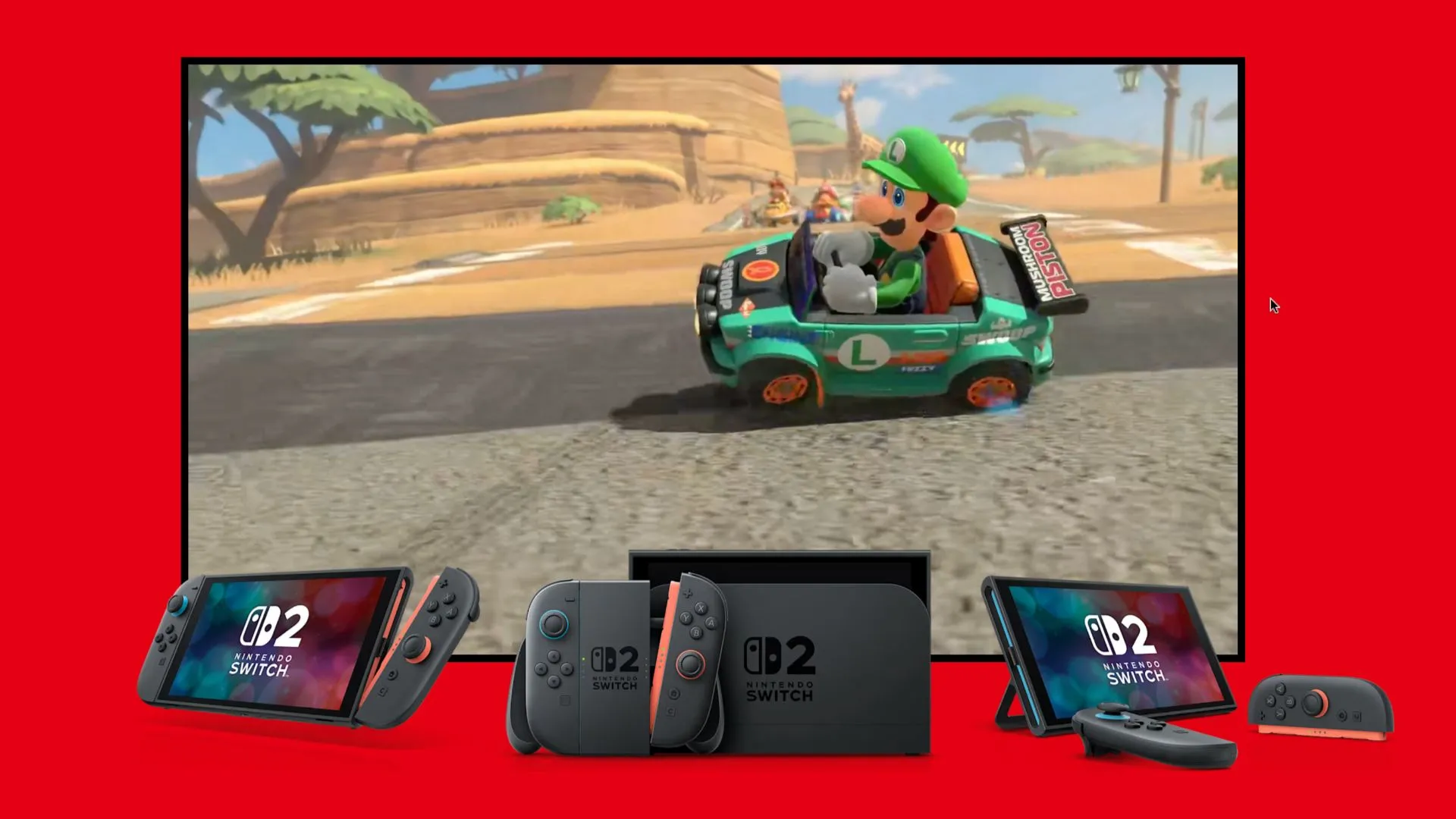 Màn hình Nintendo Switch 2 hiển thị tựa game Mario Kart World, một trong những trò chơi được tối ưu hóa cho phần cứng mới.