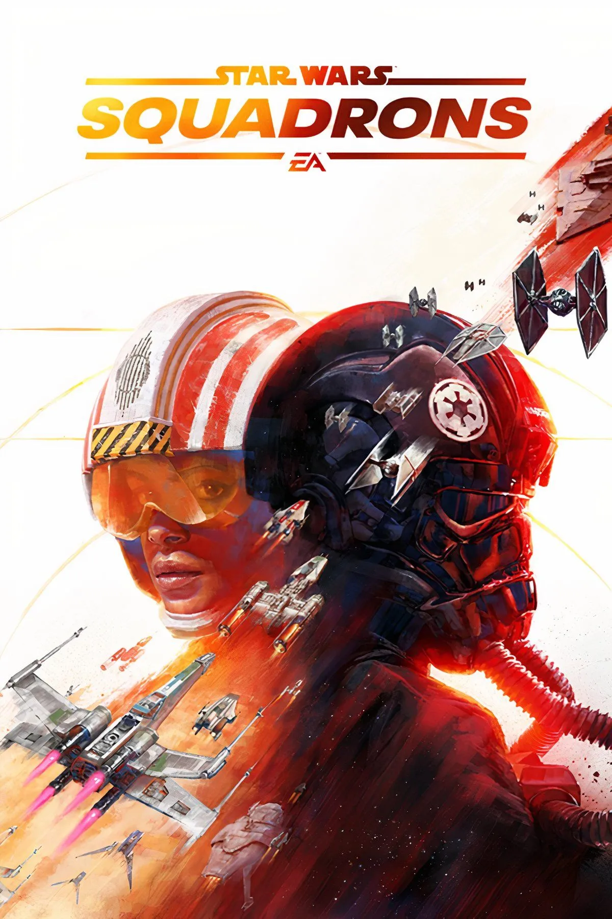 Mô tả tổng quan game Star Wars Squadrons với biểu tượng các hệ máy PC, PlayStation và Xbox.