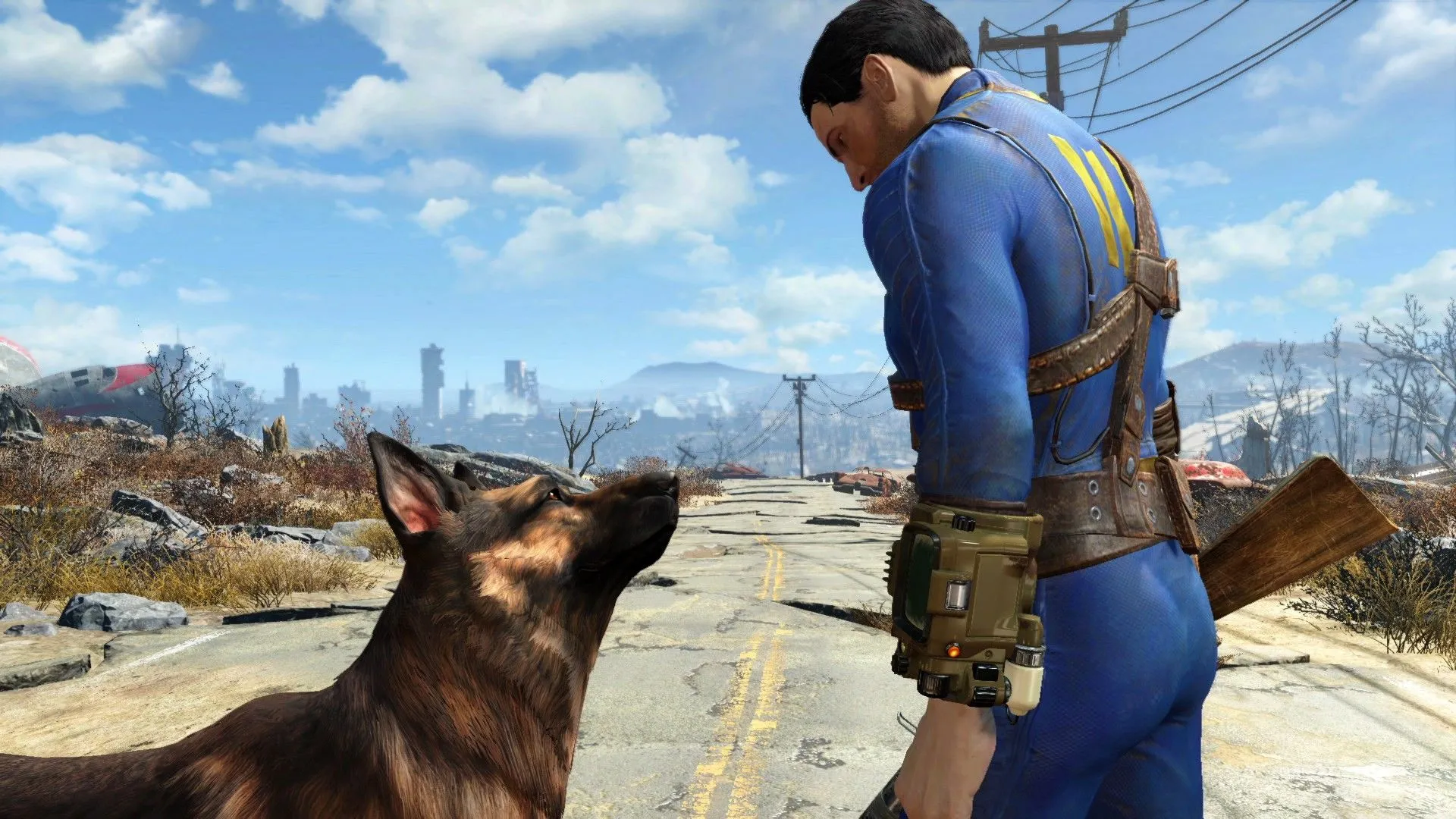 Nate và Dogmeat trong Fallout 4, minh họa một trong những tựa game có hỗ trợ mod trên console của Bethesda