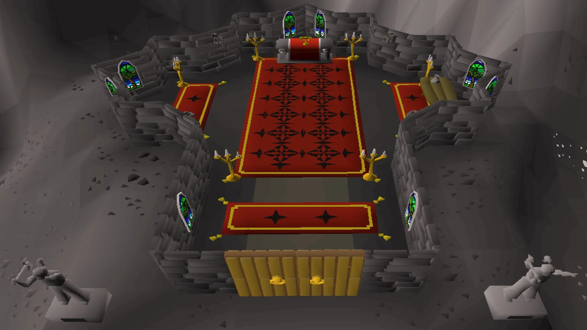 Ngôi đền Chaos Temple tại vùng Wilderness của Old School RuneScape, một ví dụ về khu vực PvE có rủi ro PvP.
