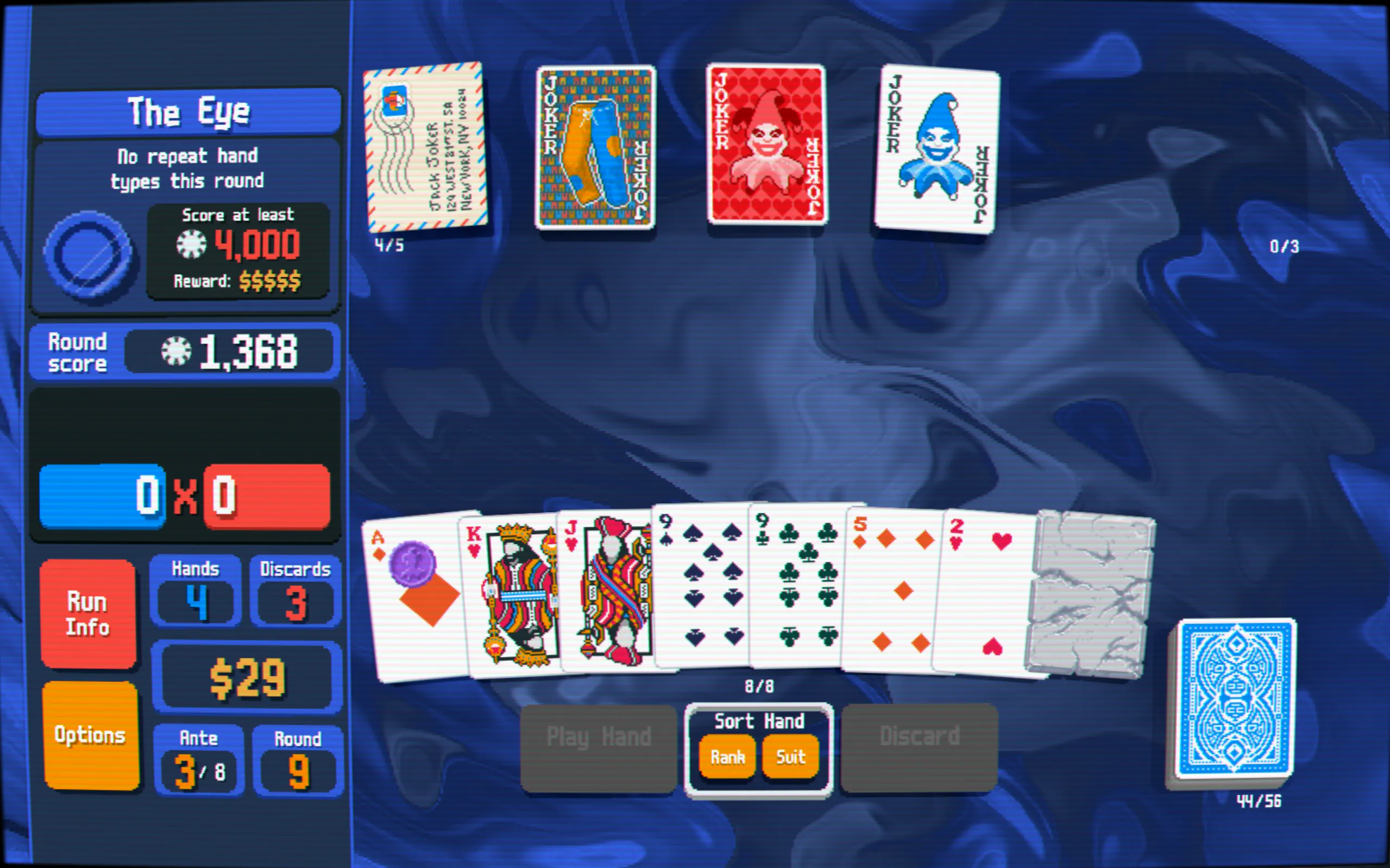 Người chơi Balatro đối mặt với boss The Eye, thể hiện tính thử thách của game