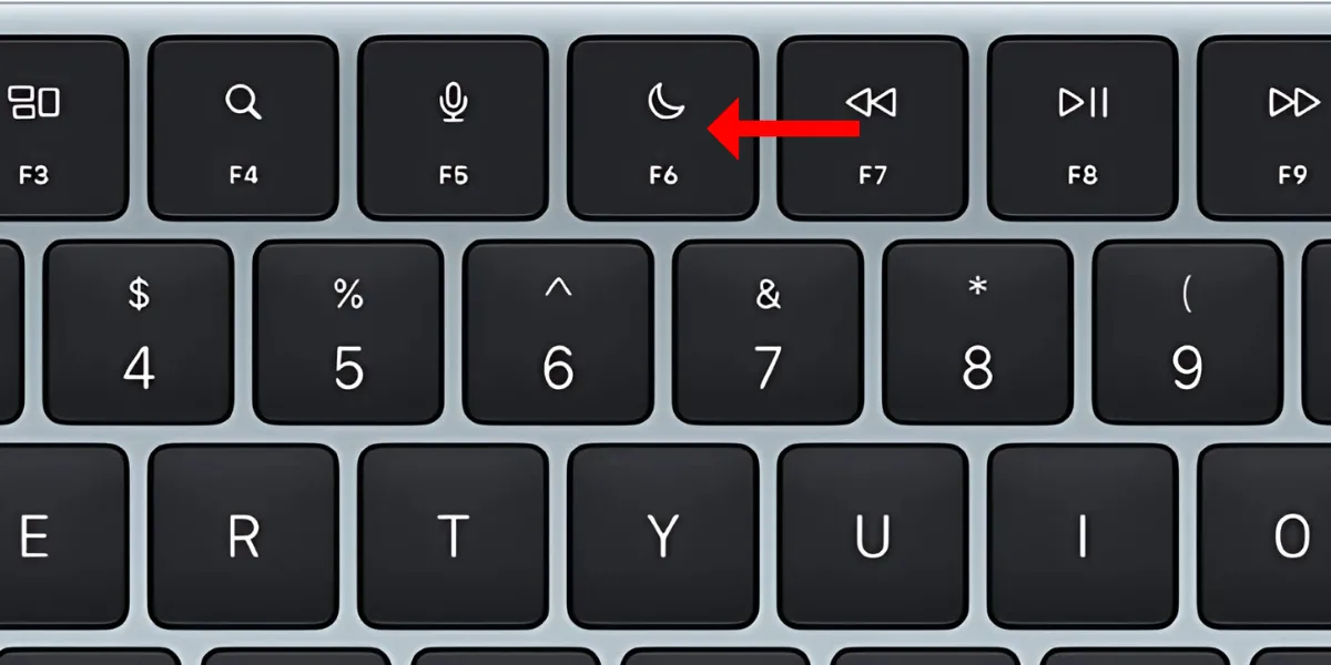 Phím F6 (biểu tượng trăng khuyết) trên bàn phím Mac để kích hoạt chế độ Không Làm Phiền (Focus).