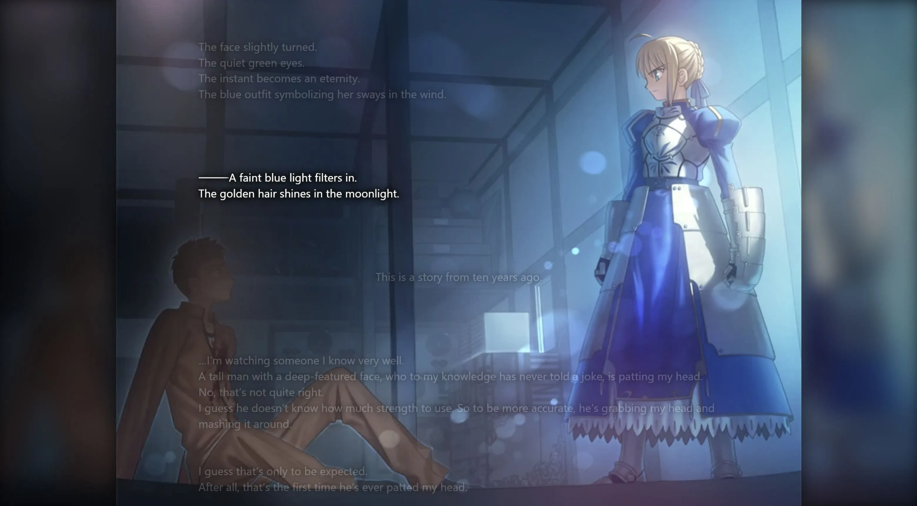 Saber/Artoria gặp Shiro trong bản port trình duyệt của Fate/Stay Night