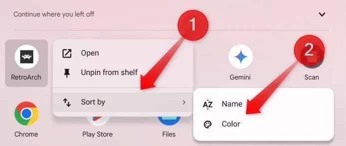 Sắp xếp ứng dụng theo màu sắc trong Launcher của ChromeOS