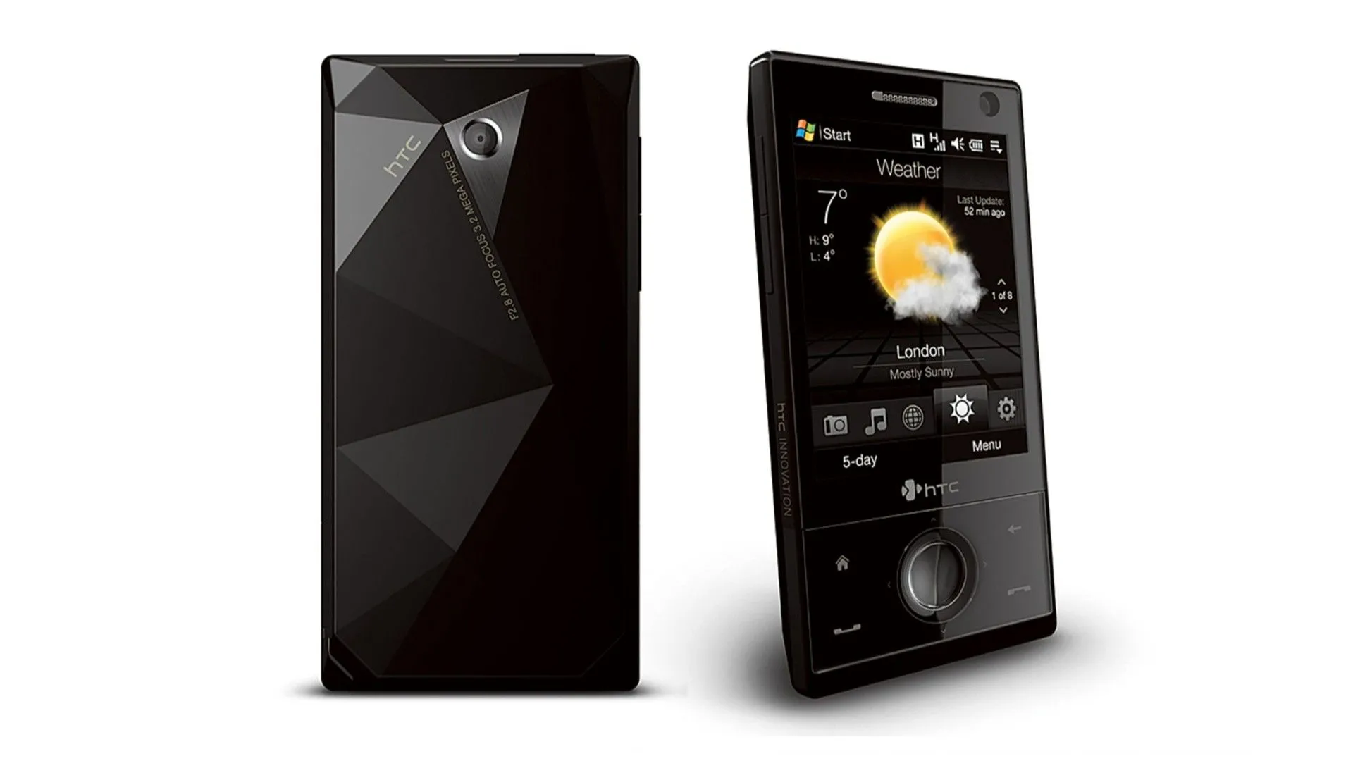 Smartphone HTC Touch Diamond với thiết kế góc cạnh và giao diện TouchFLO 3D