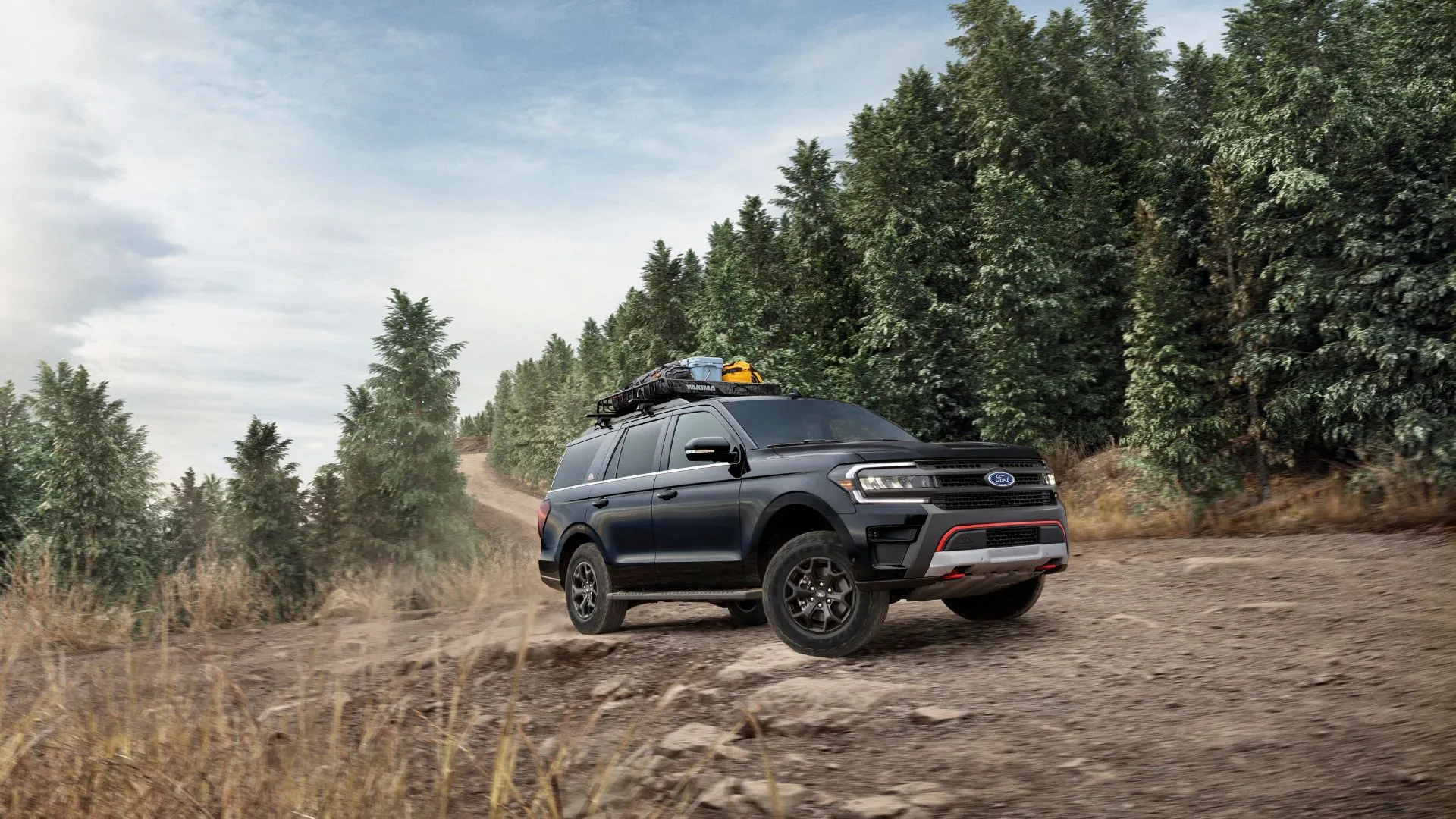 SUV Ford Expedition Timberline 2024 màu xám bạc đang di chuyển trên đường, một trong những mẫu xe bị triệu hồi vì lỗi phanh.