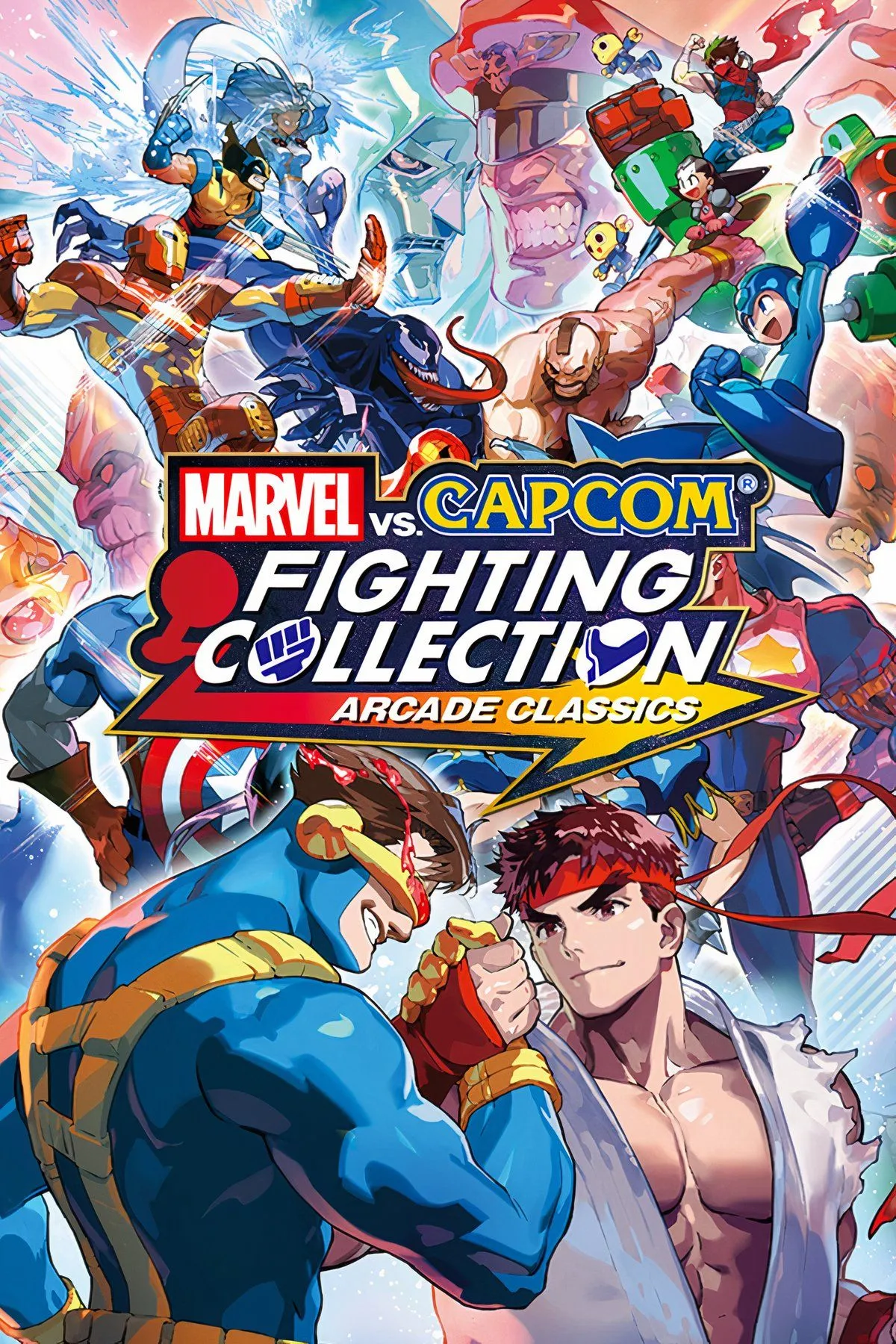 Tái hiện màn hình trò chơi Golden Axe và Street Fighter II, minh họa đồ họa pixel art mang tính biểu tượng.