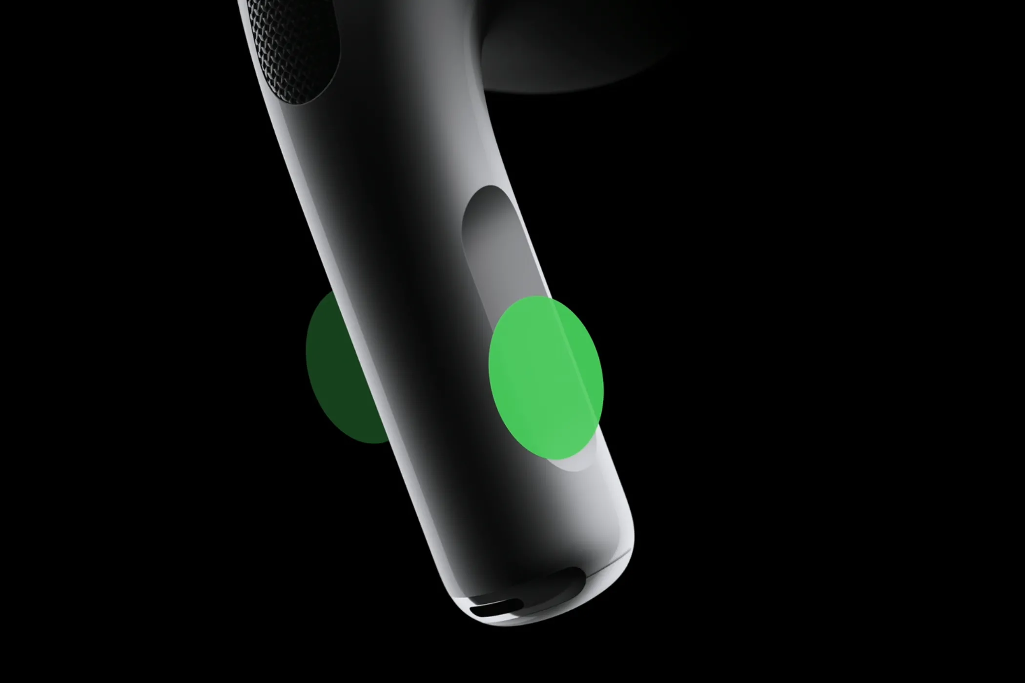 Tai nghe AirPods Pro 2 hiển thị vùng cảm ứng lực trên thân tai nghe.