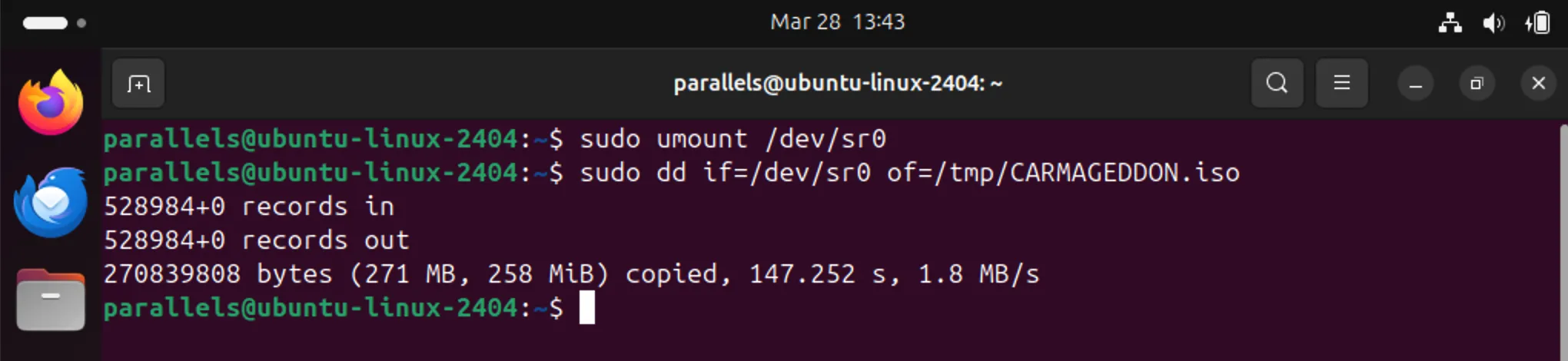 Tạo file ISO từ đĩa bằng lệnh dd trong Terminal trên Ubuntu Linux