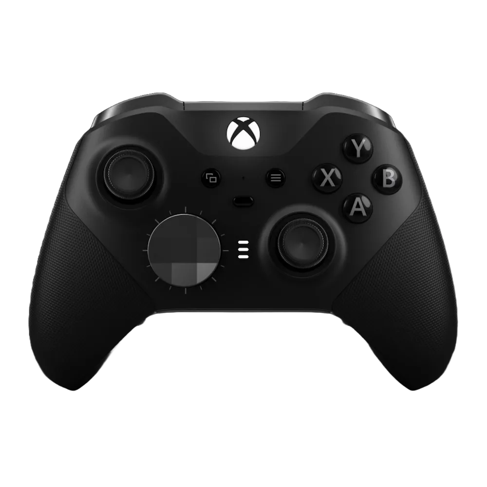Tay cầm Xbox Elite Series 2 màu đen, hiển thị các nút điều khiển và joystick, nhấn mạnh thiết kế chuyên nghiệp.