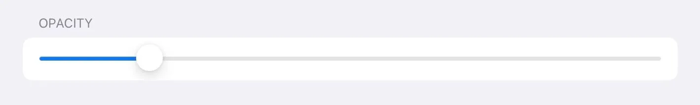Thanh trượt điều chỉnh độ mờ (Opacity) của Trackpad Ảo trên iPad.