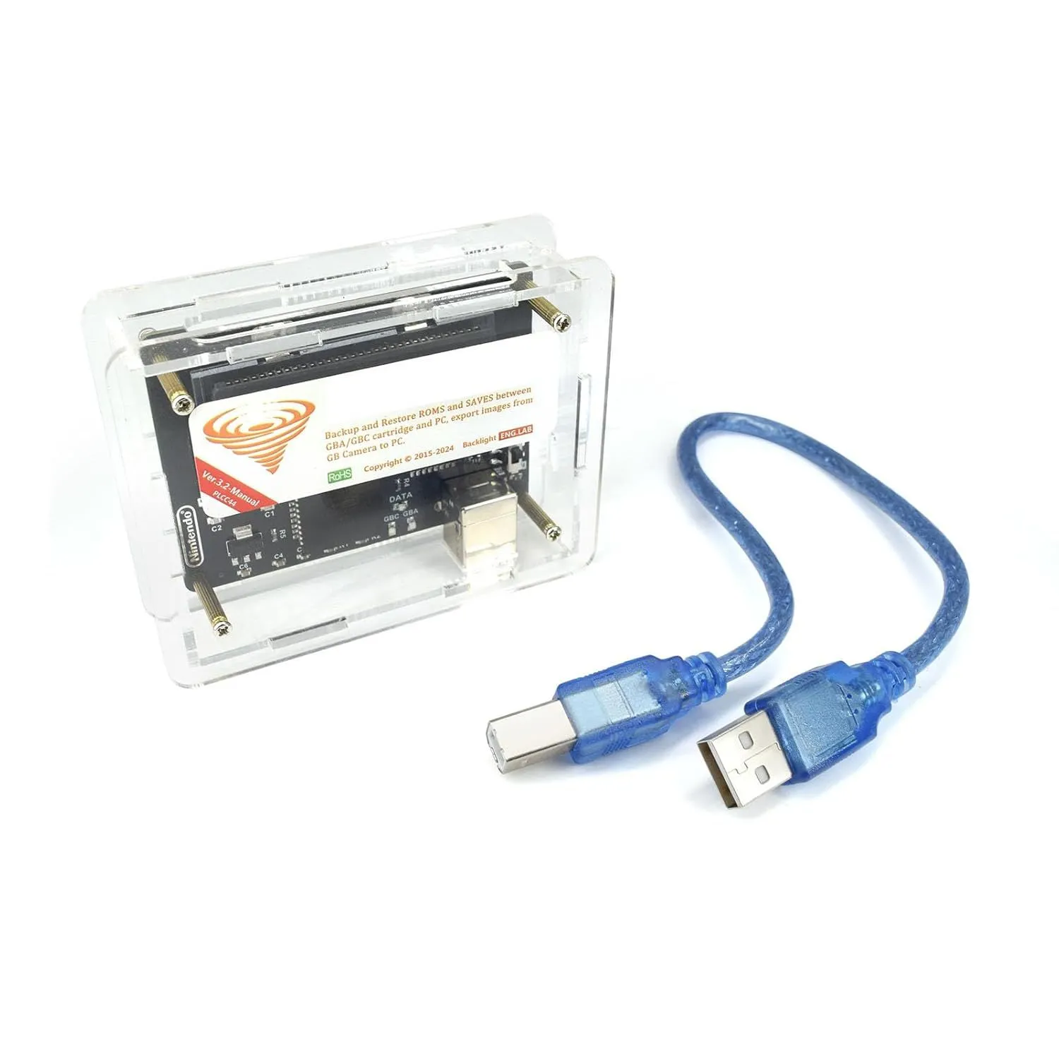 Thiết bị XBERSTAR Flash Boy 3.1 dùng để sao lưu ROM và file save của băng game Game Boy, hỗ trợ khôi phục dữ liệu game.