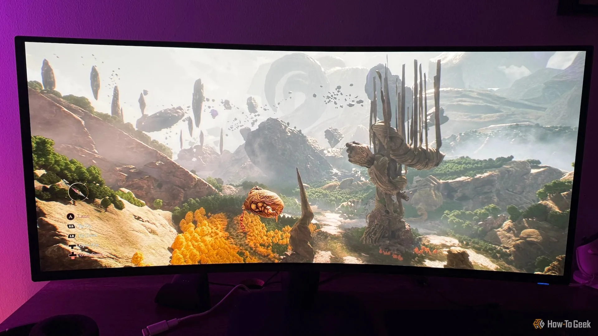 Tổng quan về màn hình Alienware AW3425DW khi hiển thị thế giới game Clair Obscur: Expedition 33, hỗ trợ quyết định mua hàng.