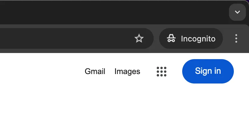 Trang tìm kiếm Google trong chế độ ẩn danh không đăng nhập