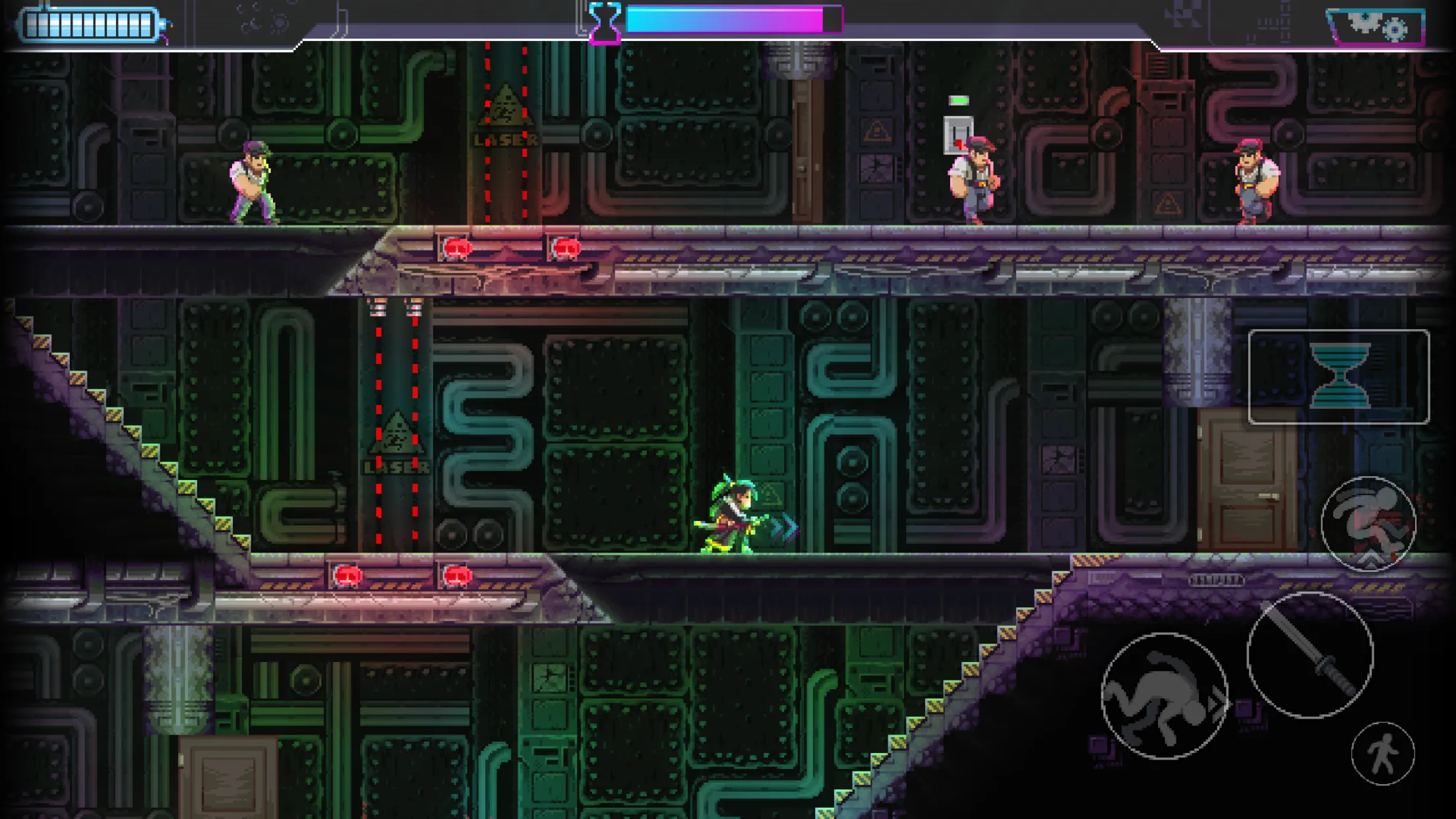 Tựa game hành động Katana ZERO trên Netflix Games, thể hiện đồ họa pixel art đẹp mắt và lối chơi lôi cuốn.