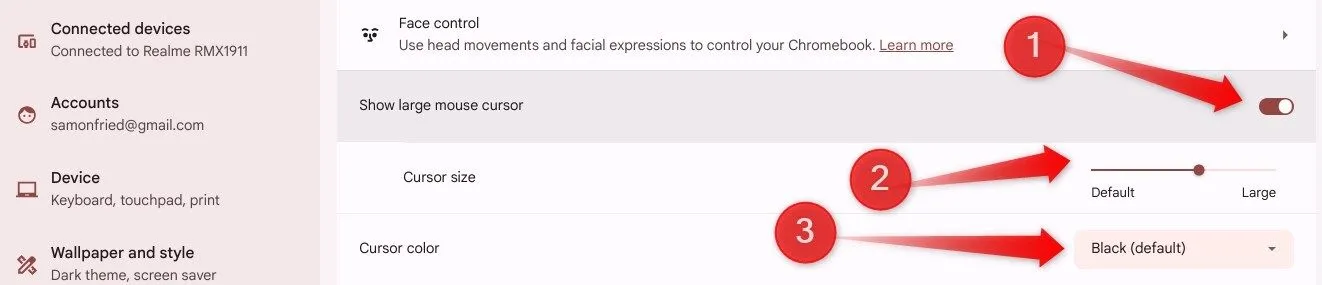 Tùy chỉnh kích thước và màu sắc con trỏ chuột trên ChromeOS