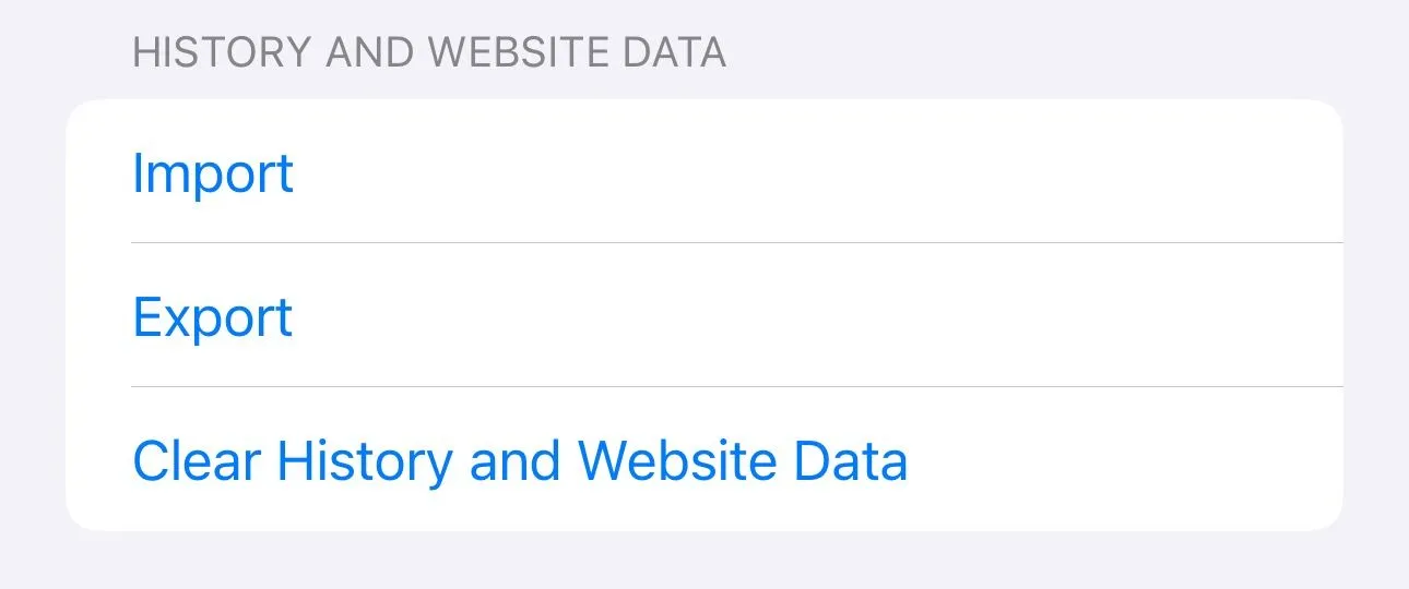 Tùy chọn nhập và xuất cho ứng dụng Safari trên iPhone