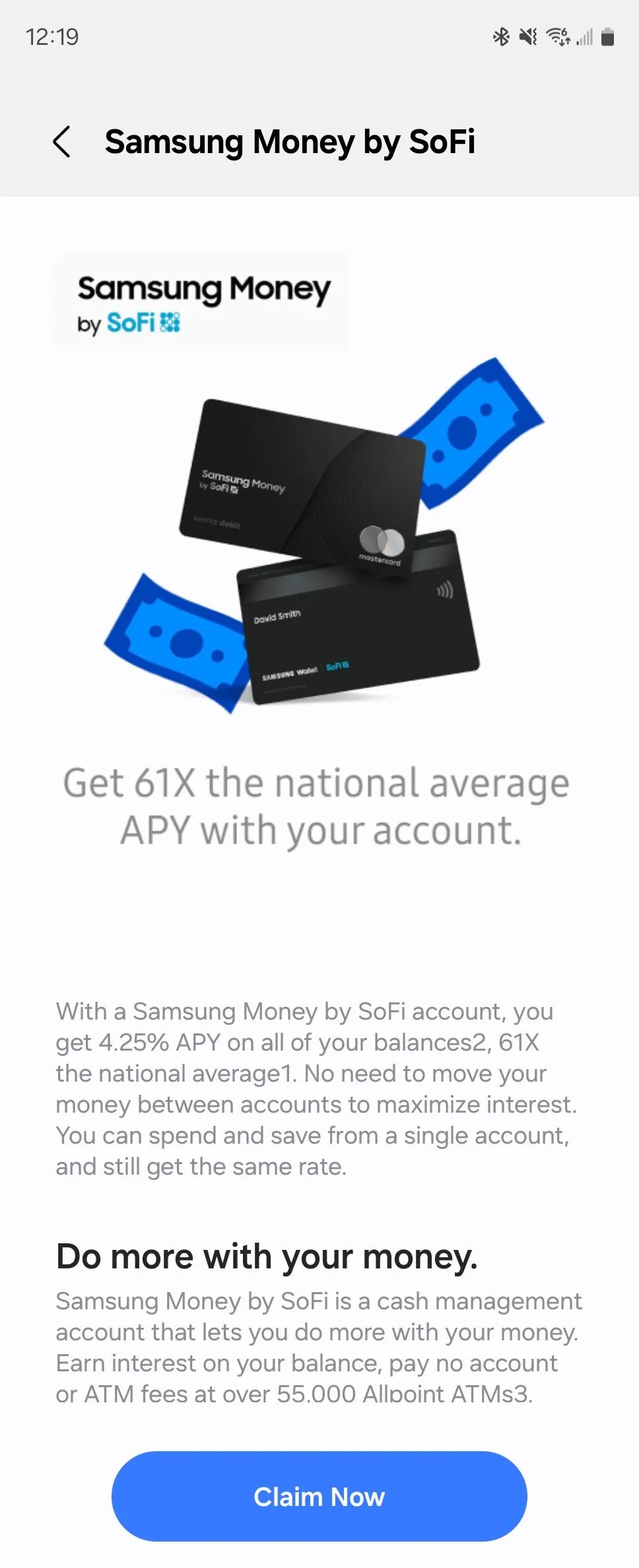 Tùy chọn tích hợp dịch vụ Samsung Money by SoFi trong Samsung Wallet, cung cấp giải pháp tài chính trực tiếp cho người dùng Galaxy.