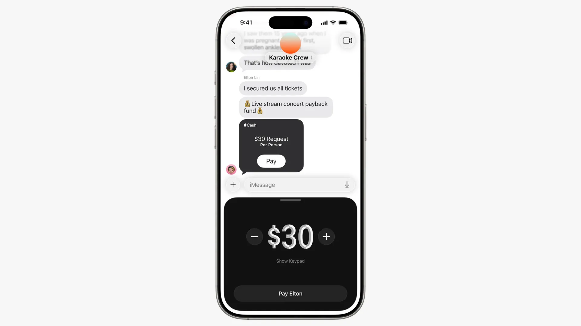 Yêu cầu thanh toán qua Apple Cash được tích hợp liền mạch trong giao diện Tin nhắn Apple.