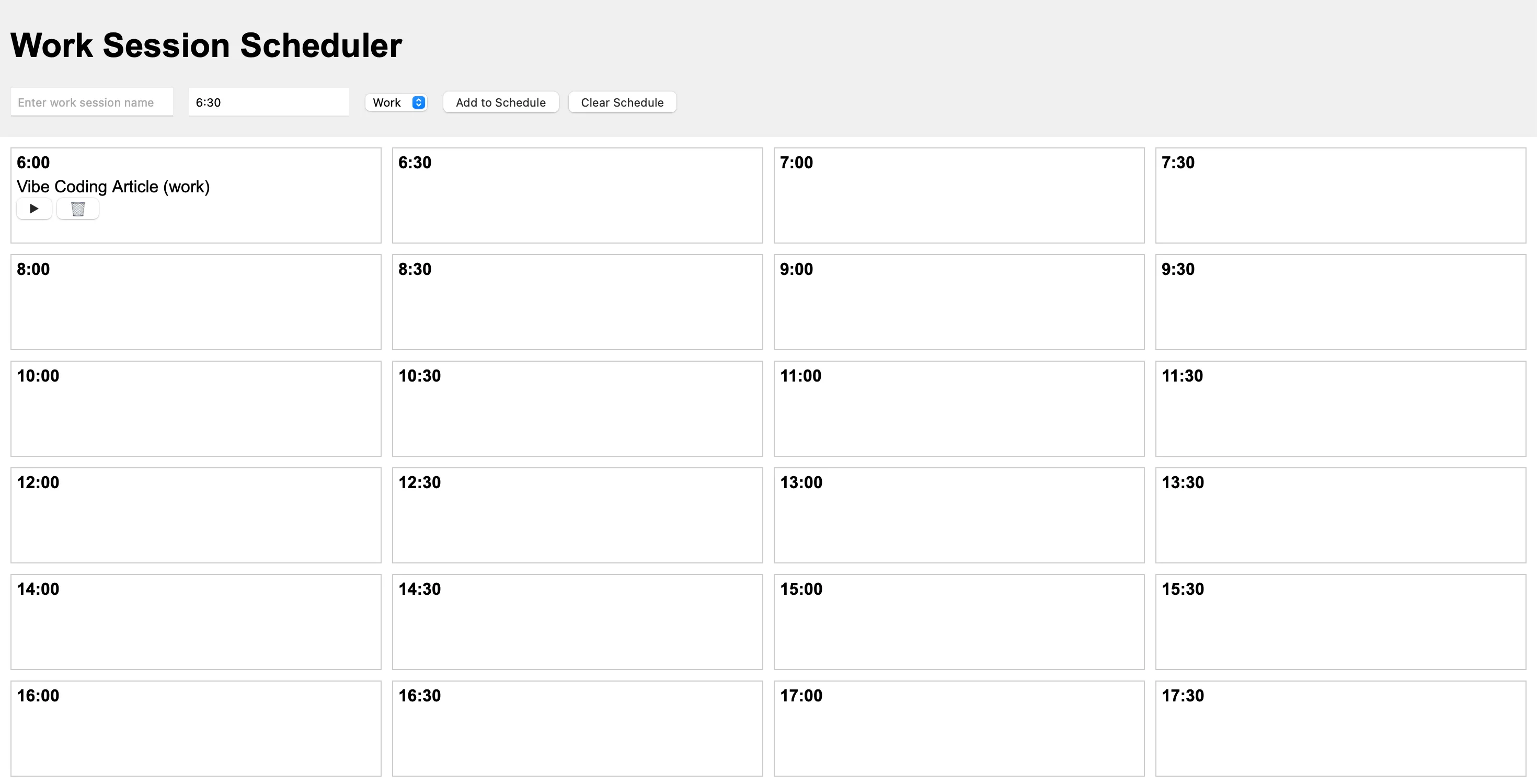 Giao diện phiên bản đầu tiên của ứng dụng Pomodoro và quản lý thời gian đang chạy trên trình duyệt web.