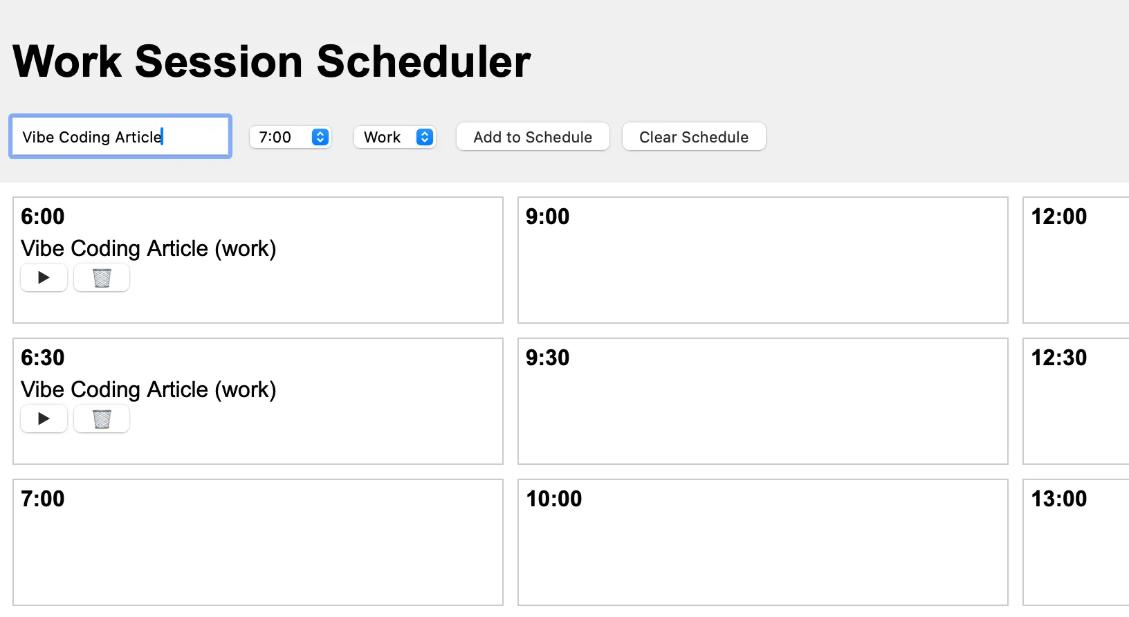 Giao diện ứng dụng Pomodoro tự động điền tên phiên làm việc và thời gian, tối ưu hóa quy trình lập kế hoạch công việc.