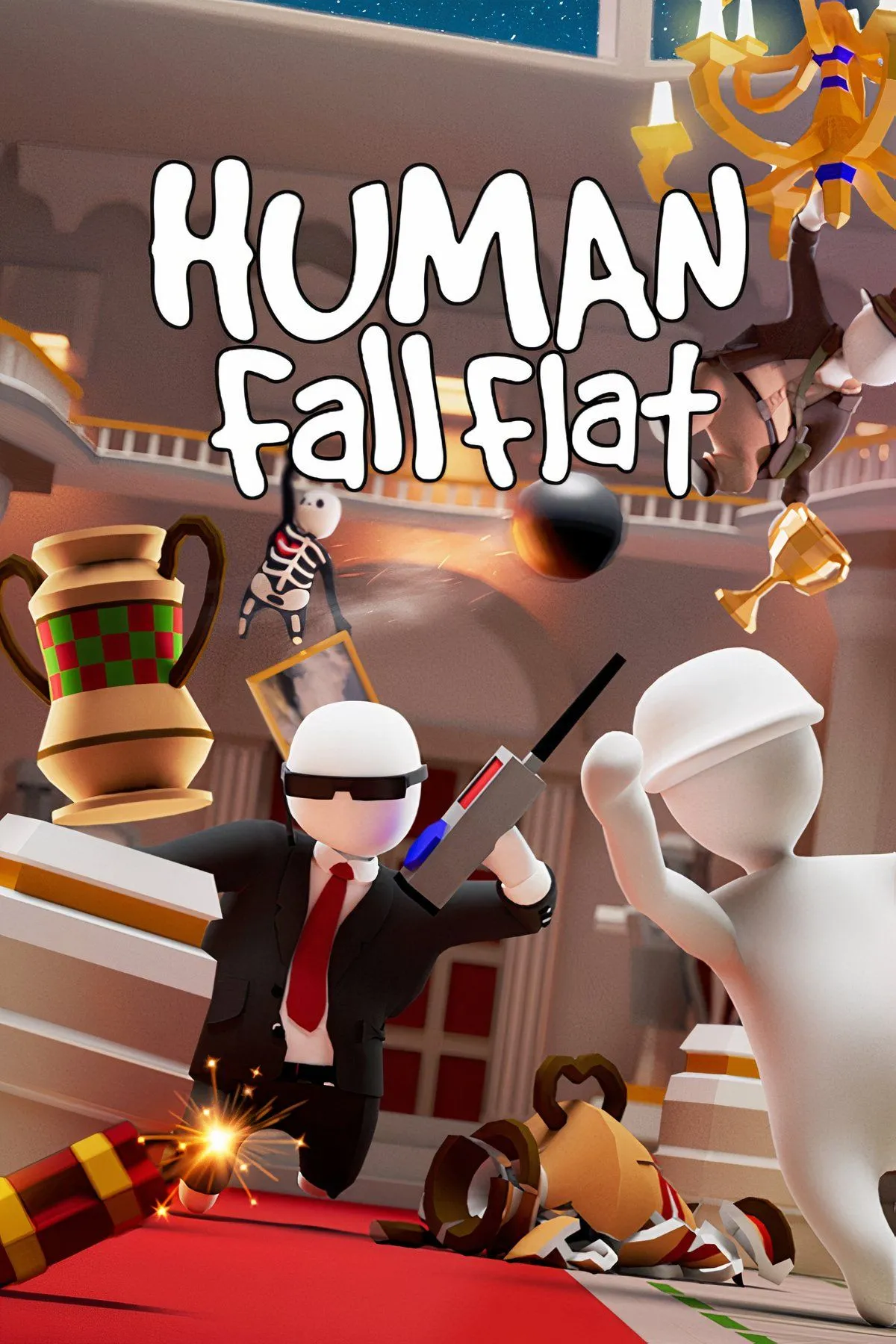 Nhân vật Bob với chuyển động vật lý ragdoll hài hước trong Human: Fall Flat.