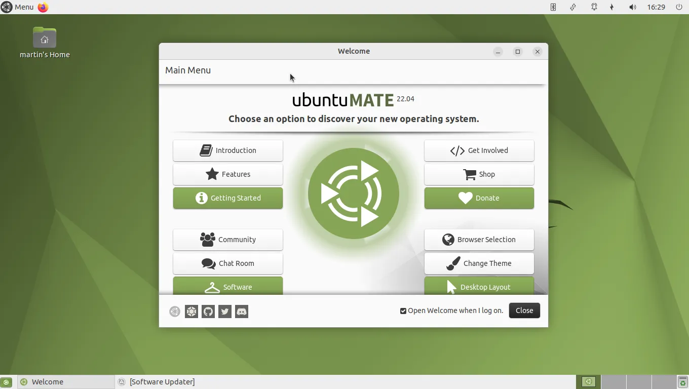 Ảnh chụp màn hình môi trường máy tính để bàn Ubuntu MATE, hiển thị một cửa sổ trình duyệt và thanh tác vụ