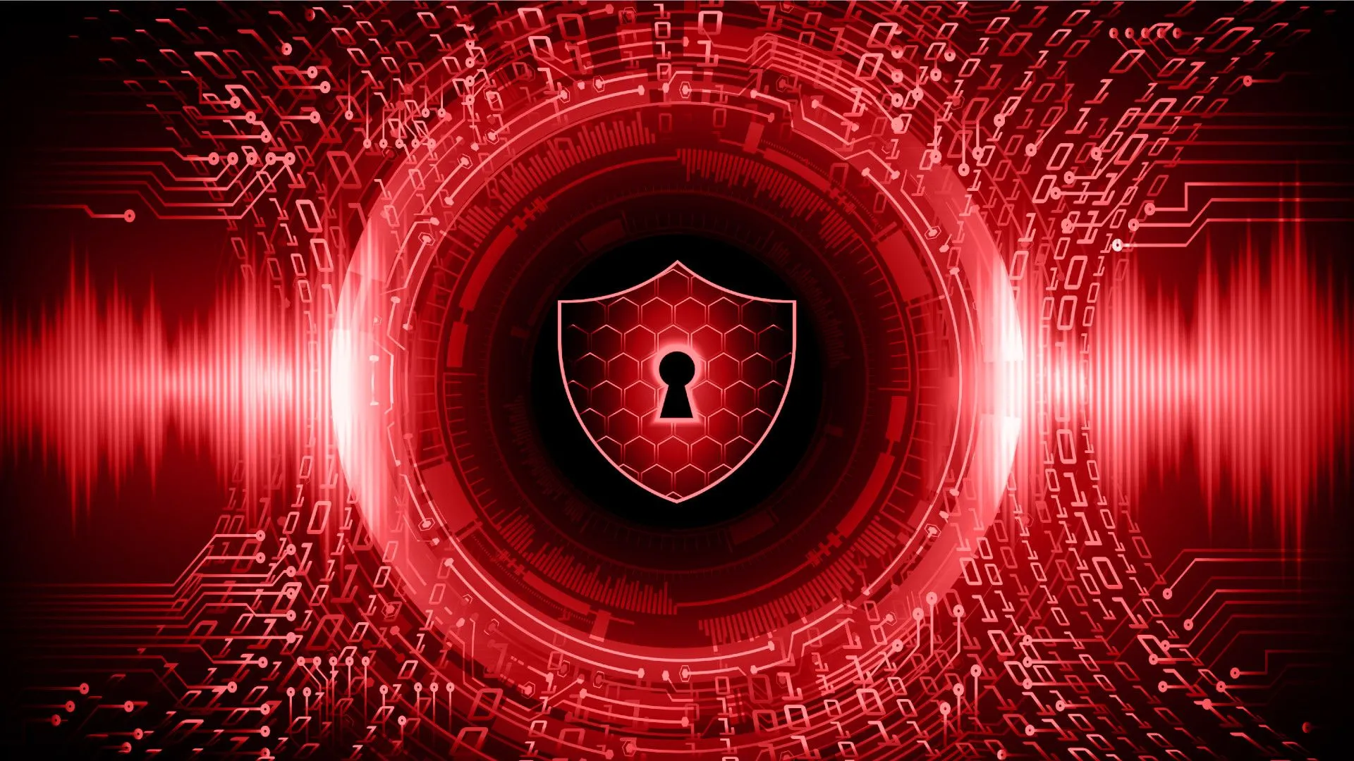 Biểu tượng ổ khóa kỹ thuật số trên nền đỏ, đại diện cho an ninh hệ thống Ubuntu Server