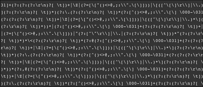 Các ký hiệu và biểu thức chính quy (Regex) minh họa việc xử lý chuỗi trong lập trình web.