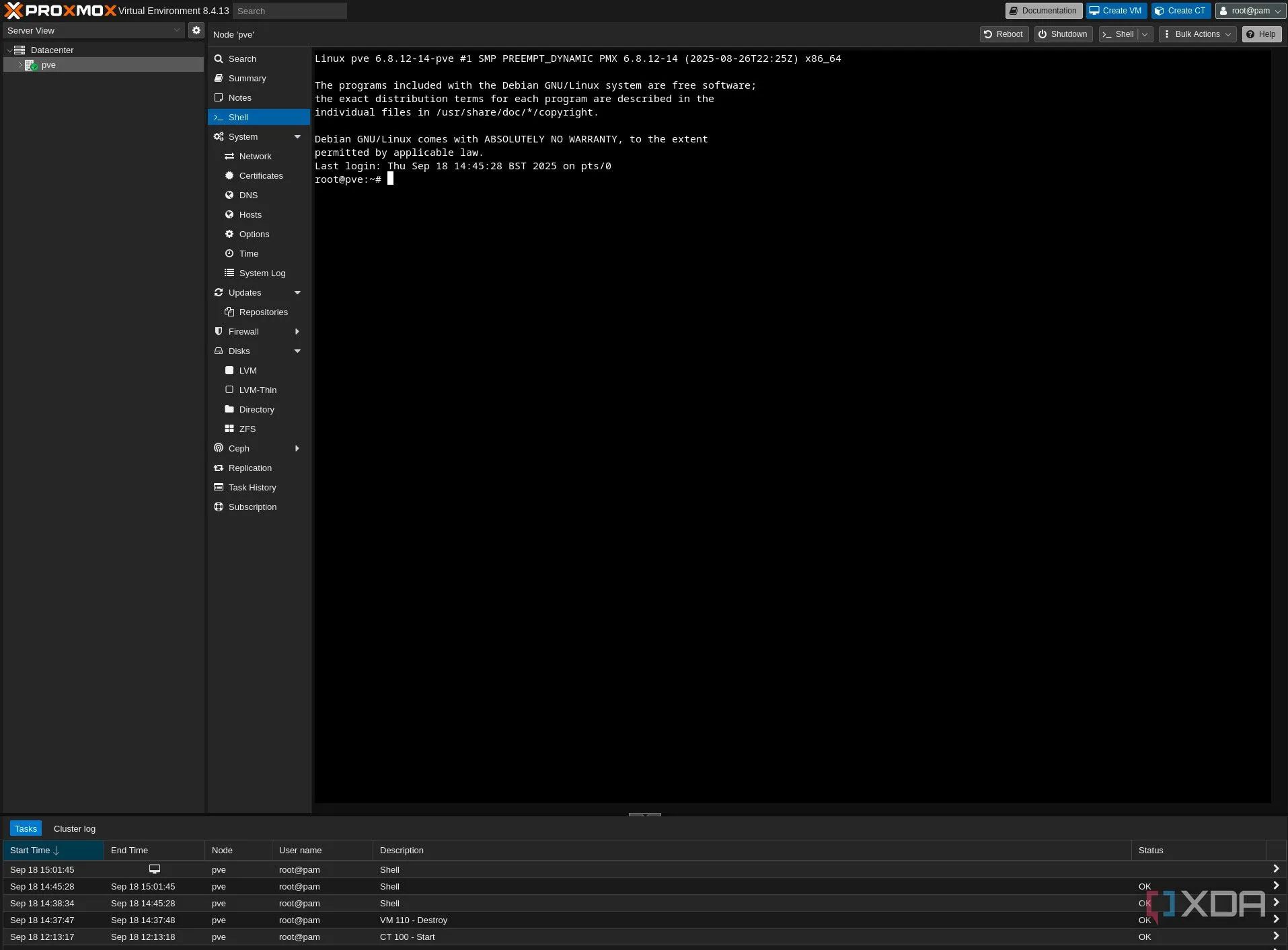 Cách truy cập Shell trong giao diện web Proxmox VE