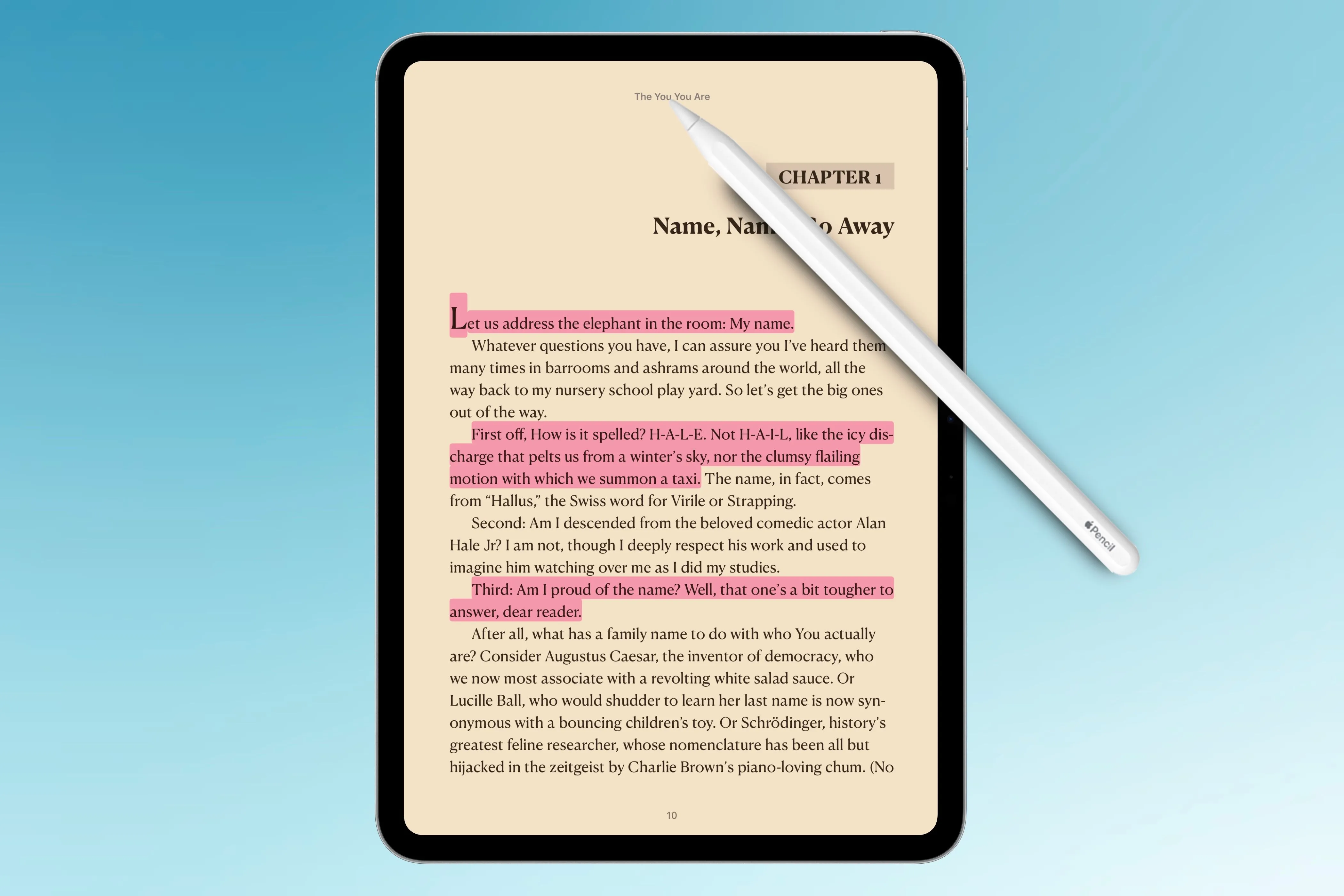 Chú thích một tài liệu trong ứng dụng Sách trên iPad bằng Apple Pencil, minh họa khả năng ghi chú tiện lợi