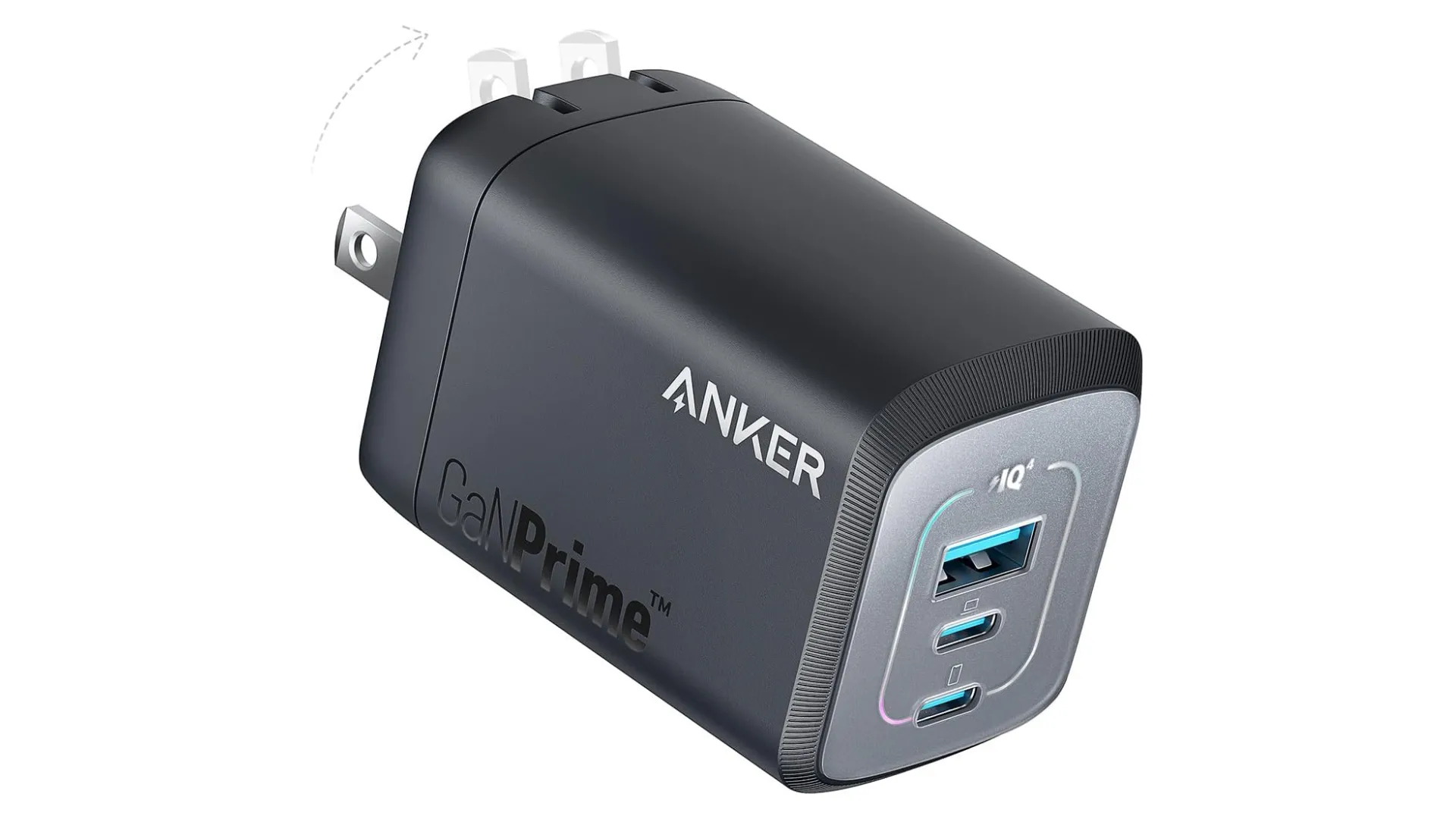 Củ sạc nhanh đa năng Anker GaN với nhiều cổng USB-C và USB-A, giúp sạc đồng thời nhiều thiết bị Apple một cách hiệu quả.