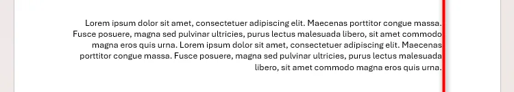 Đoạn văn bản trong Microsoft Word được căn lề phải, cho thấy lề trái không đều