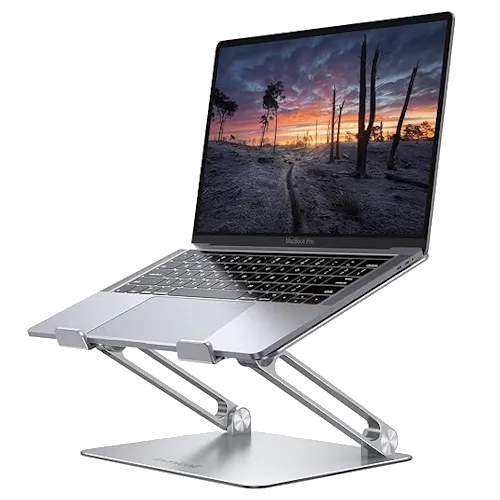 Giá đỡ laptop Lamicall Adjustable với thiết kế công thái học, hỗ trợ tư thế làm việc thoải mái và giảm căng thẳng cho cổ.
