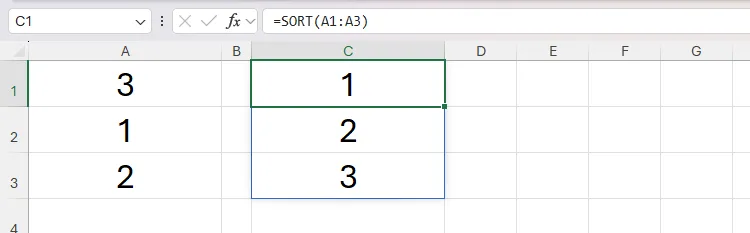 Hàm SORT trong Excel trả về một kết quả động, tràn.
