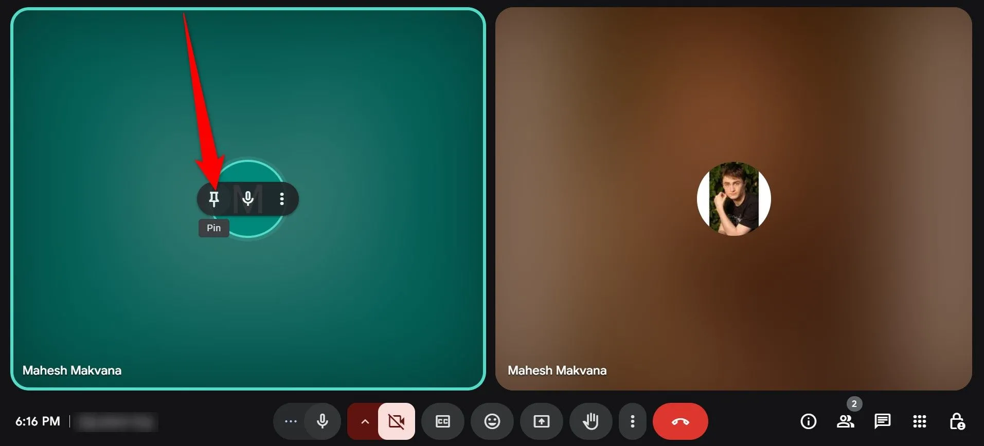 Hướng dẫn ghim người tham gia trong Google Meet để tập trung theo dõi