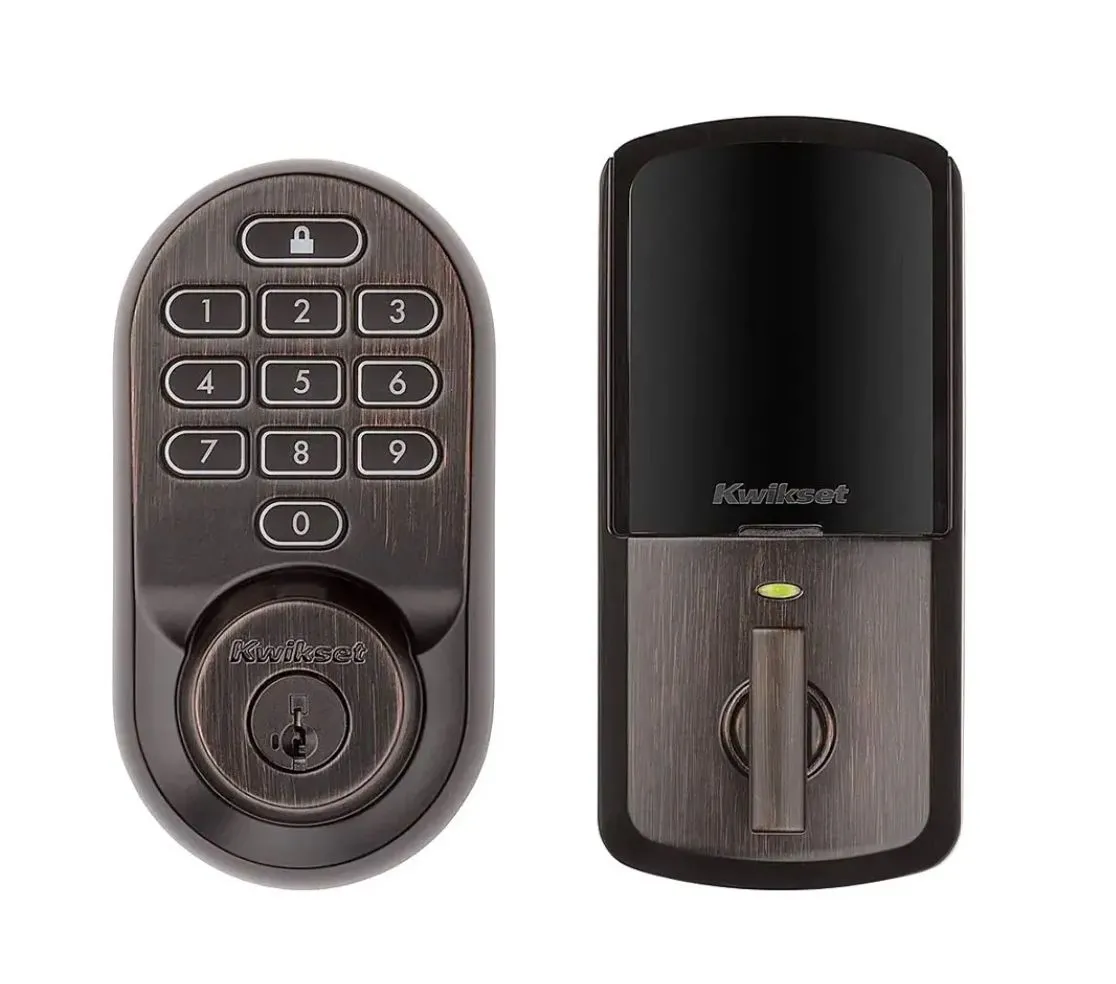 Khóa cửa thông minh Kwikset Halo Wi-Fi Deadbolt màu đồng thau với bàn phím số