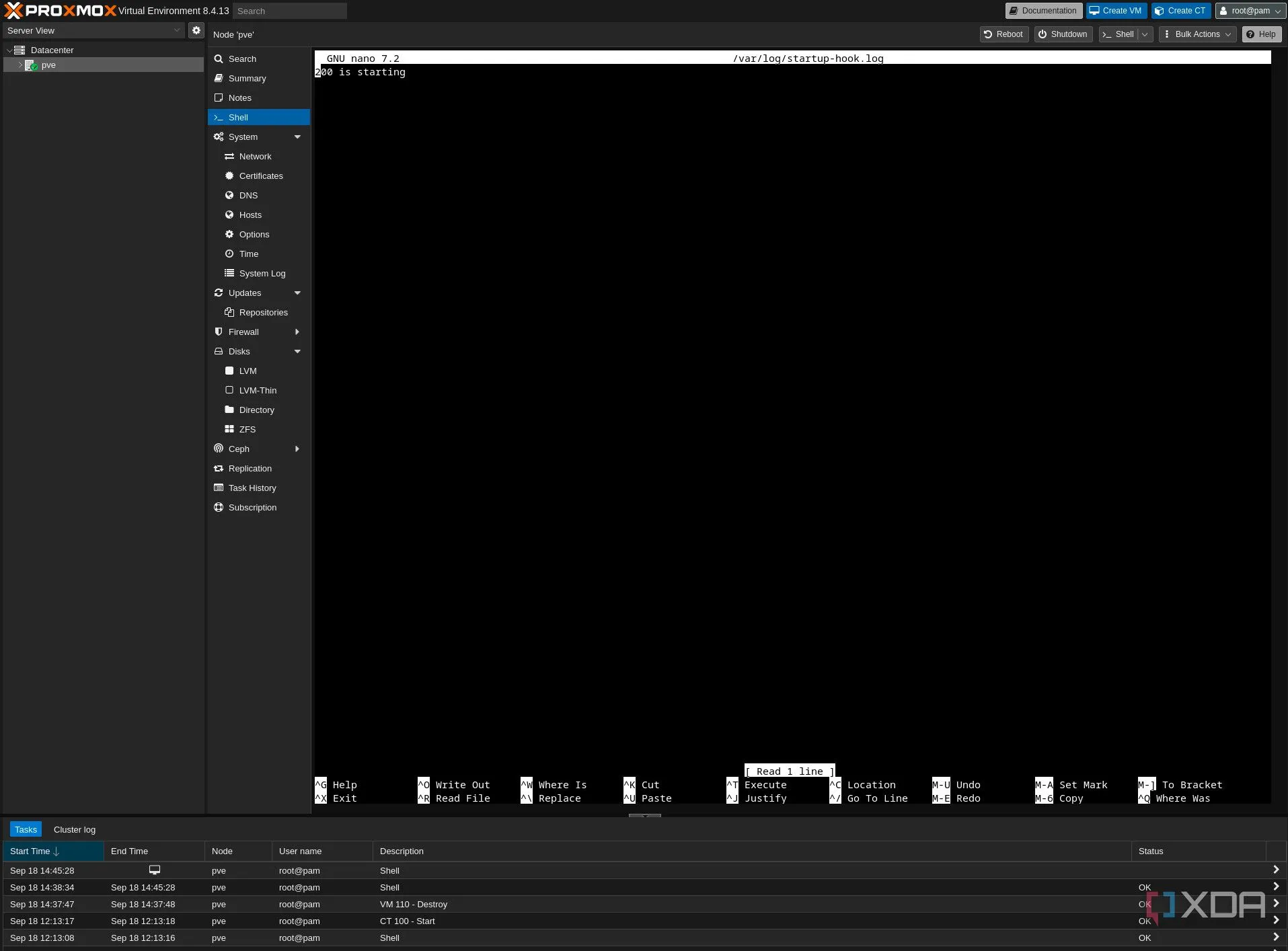 Kiểm tra hoạt động của Proxmox Hookscript qua file log startup-hook.log