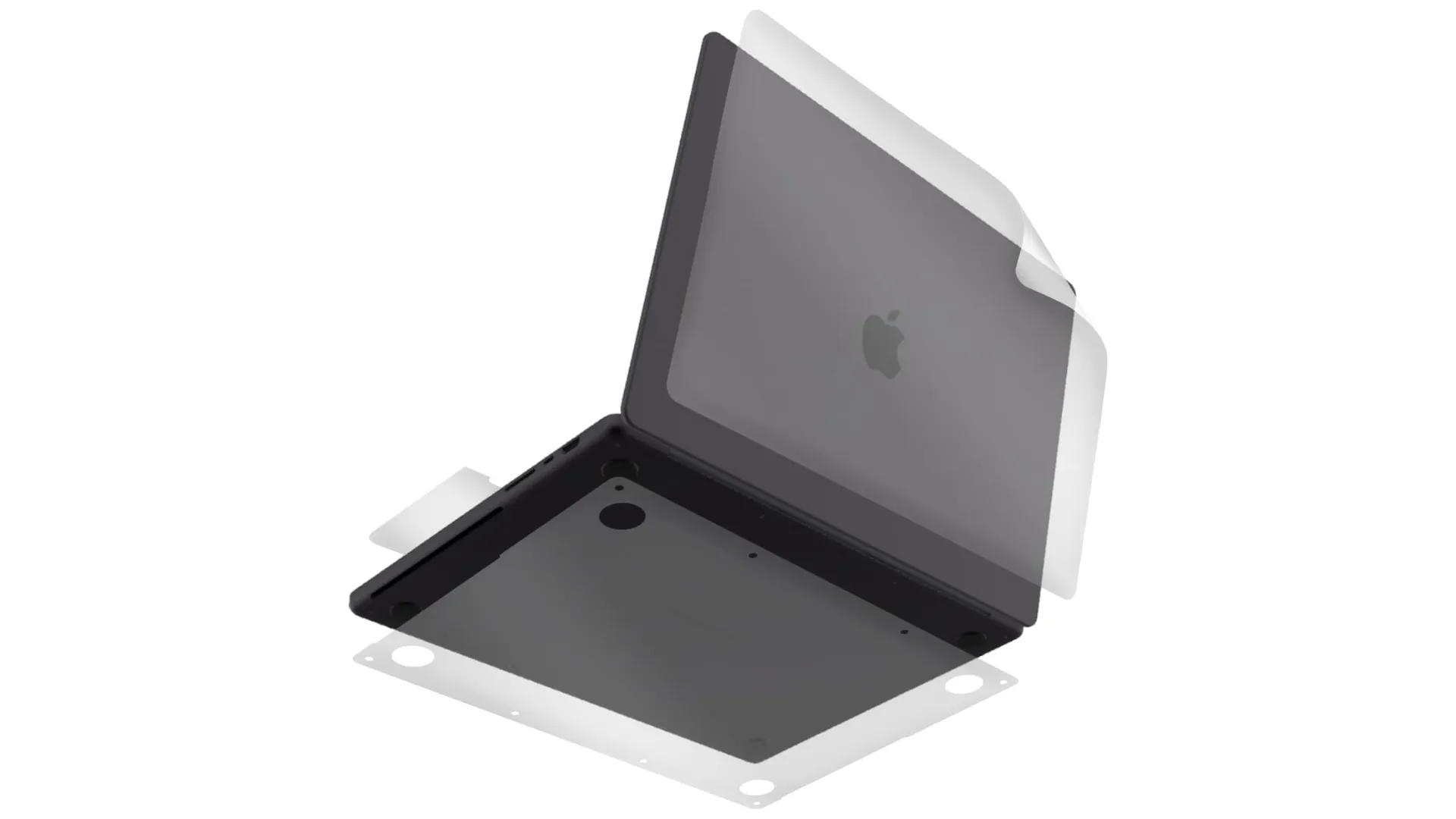 Miếng dán skin trong suốt cho MacBook, thể hiện sự bảo vệ tinh tế mà không làm thay đổi vẻ ngoài gốc của máy.